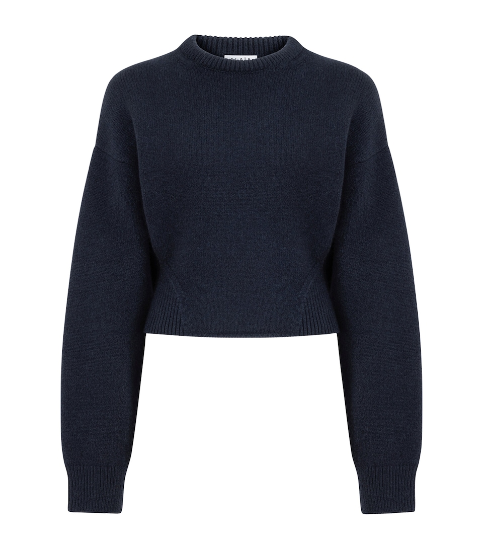Alaïa Womens Cashmere-Blend Cinched Sweater Midnight