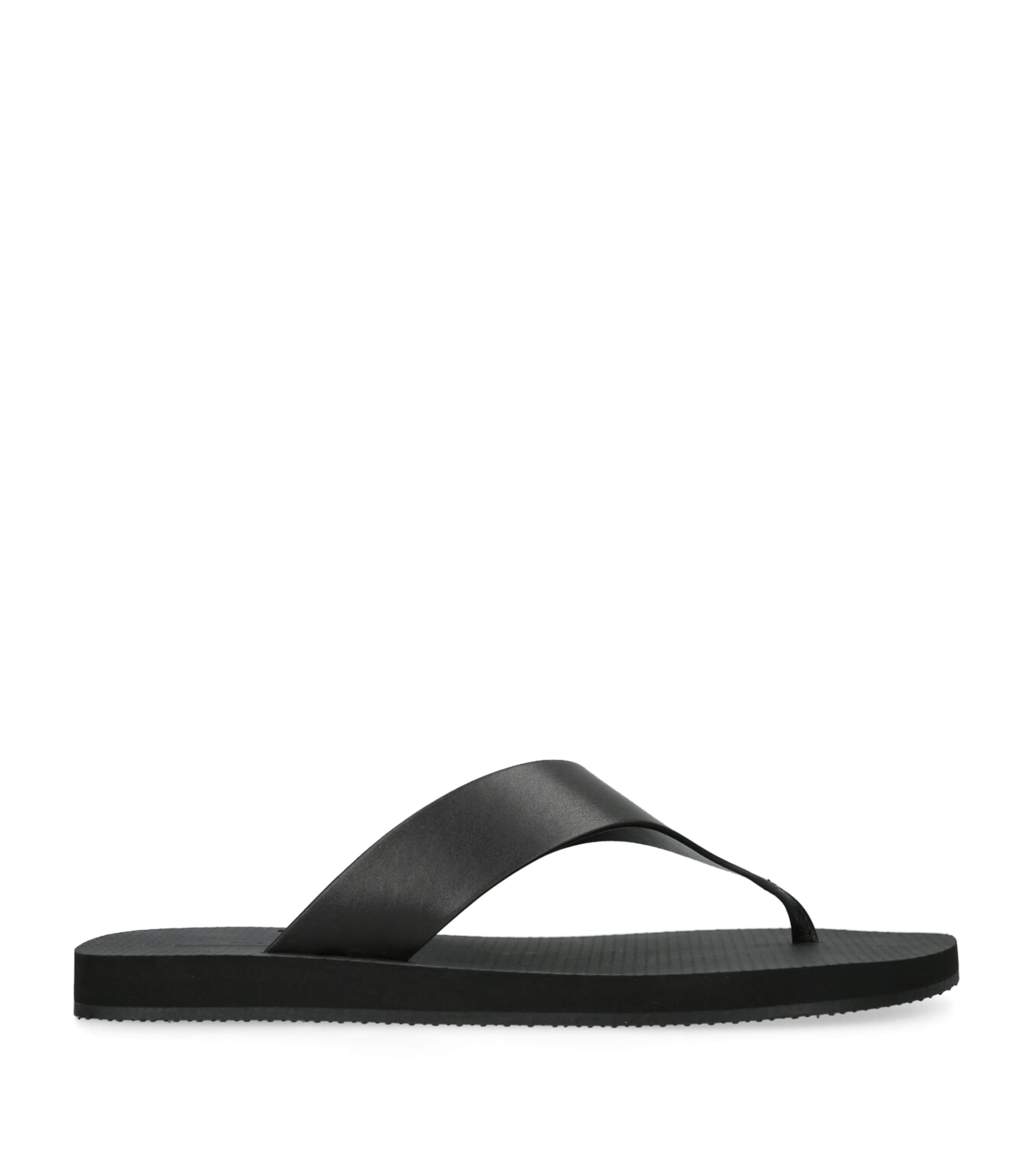 The Row Dune Classic Ginza Leather Flip Flops Black