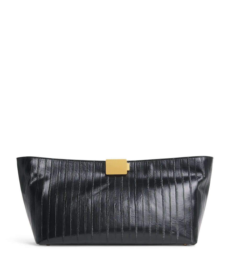 CAMILLA AND MARC Embossed Leather Poppy Clutch Bag Dblk Black