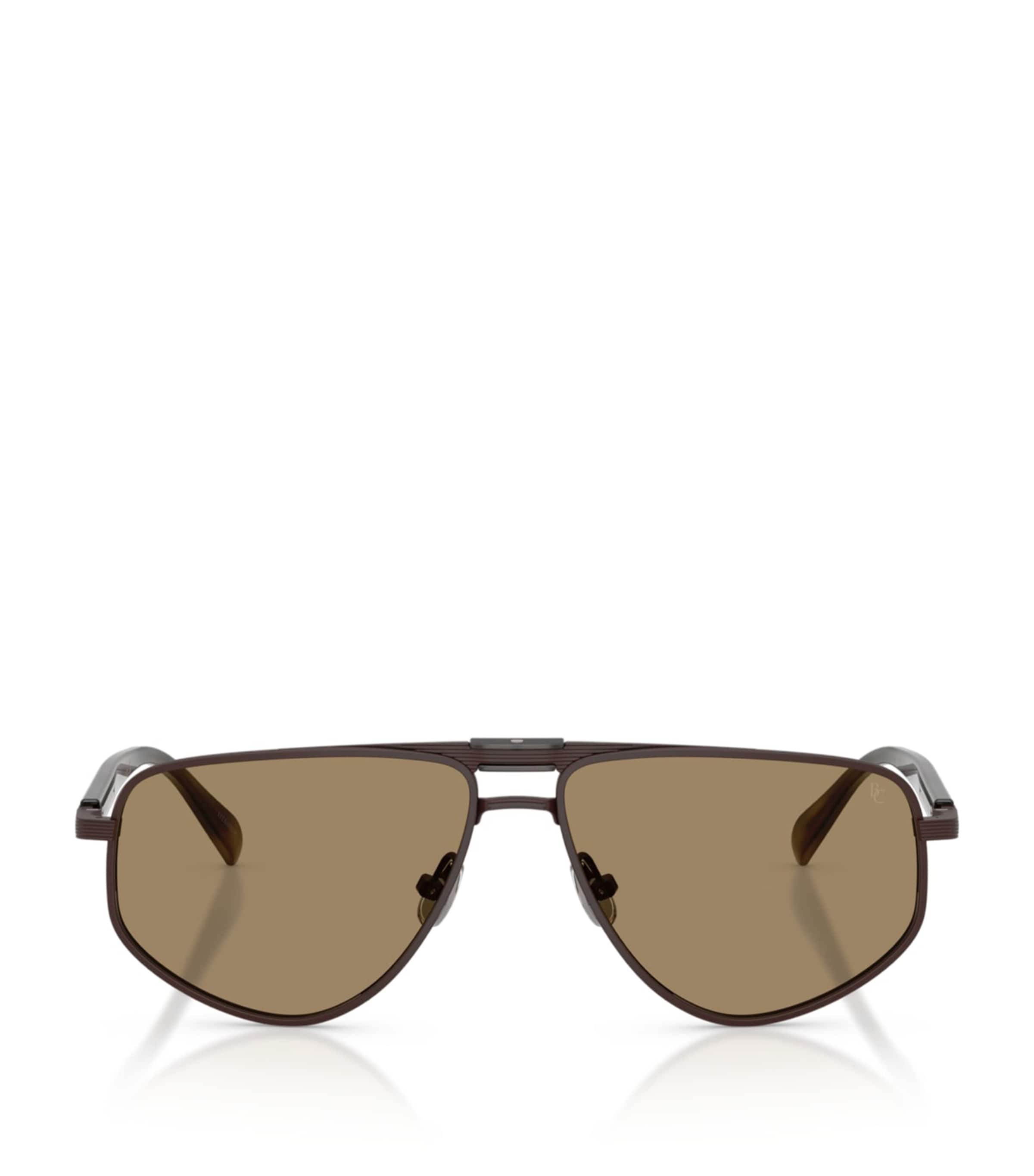 Brunello Cucinelli Titanium Dike Aviator Sunglasses Brown