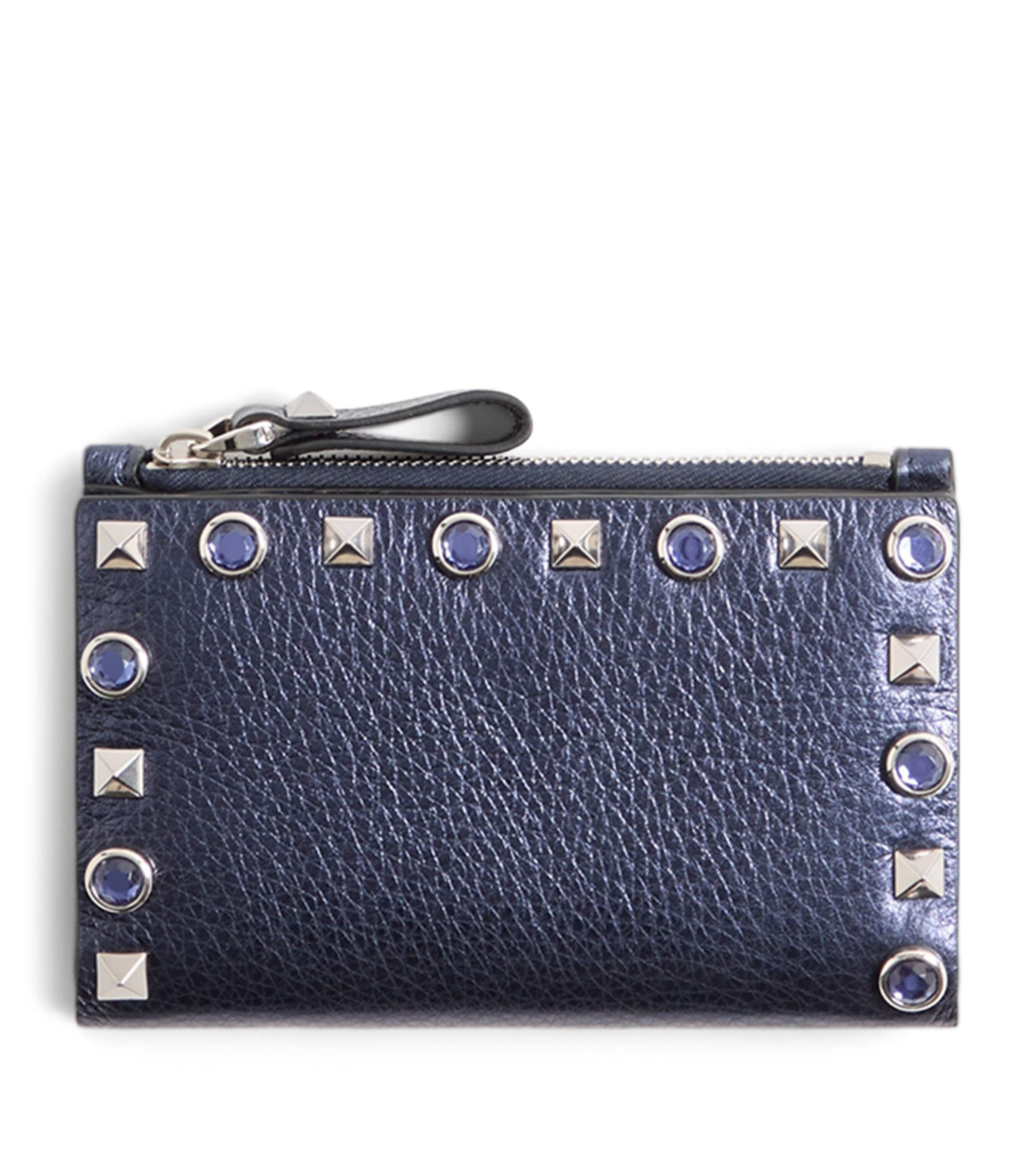 Valentino Garavani Calfskin Embellished Coin and Card Holder