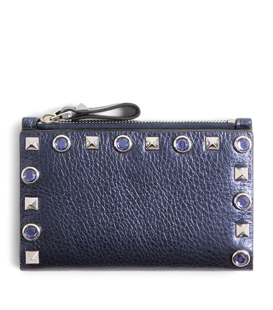 Valentino Garavani Calfskin Embellished Coin and Card Holder