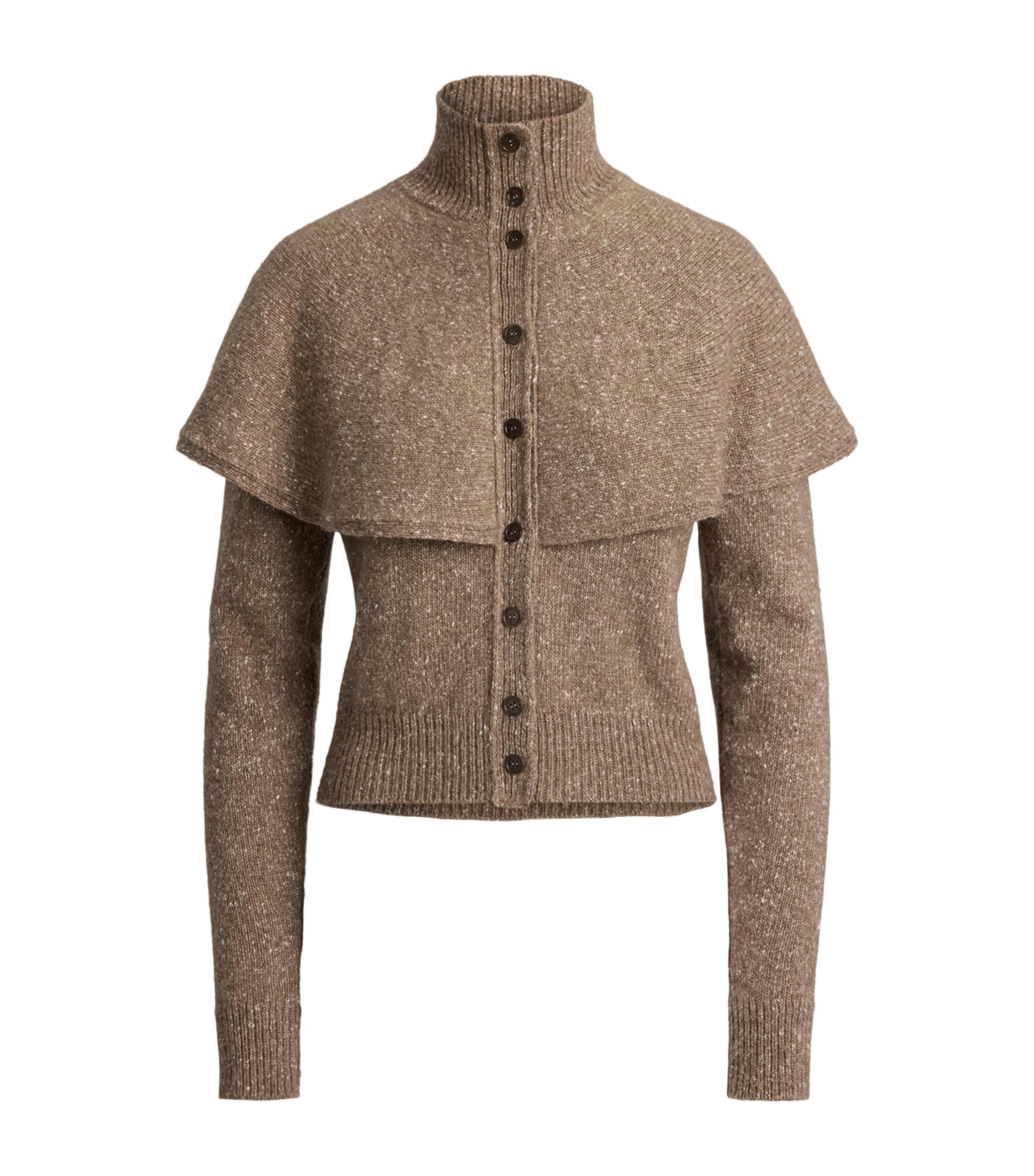 Ralph Lauren Collection Womens Cashmere Cape-Overlay Cardigan Taupe Melange