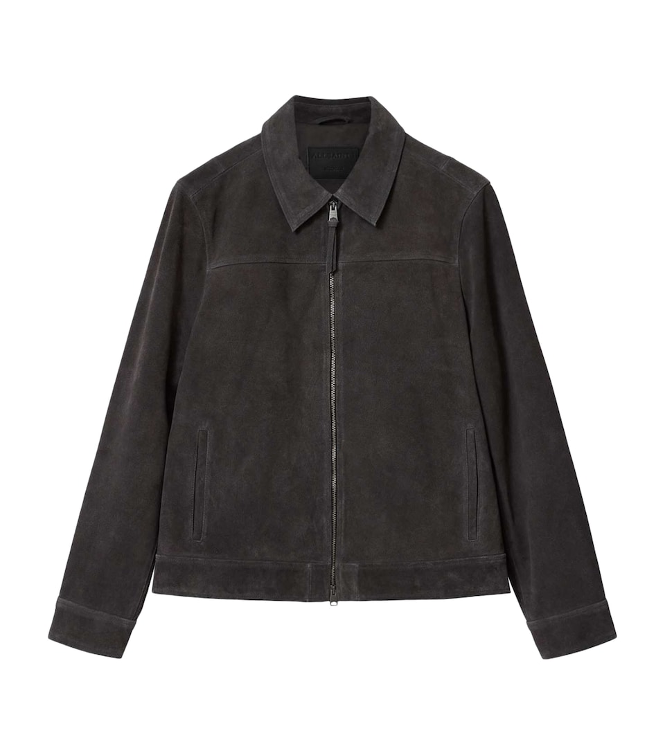 AllSaints Mens Suede Rhone Jacket Anthracite Grey
