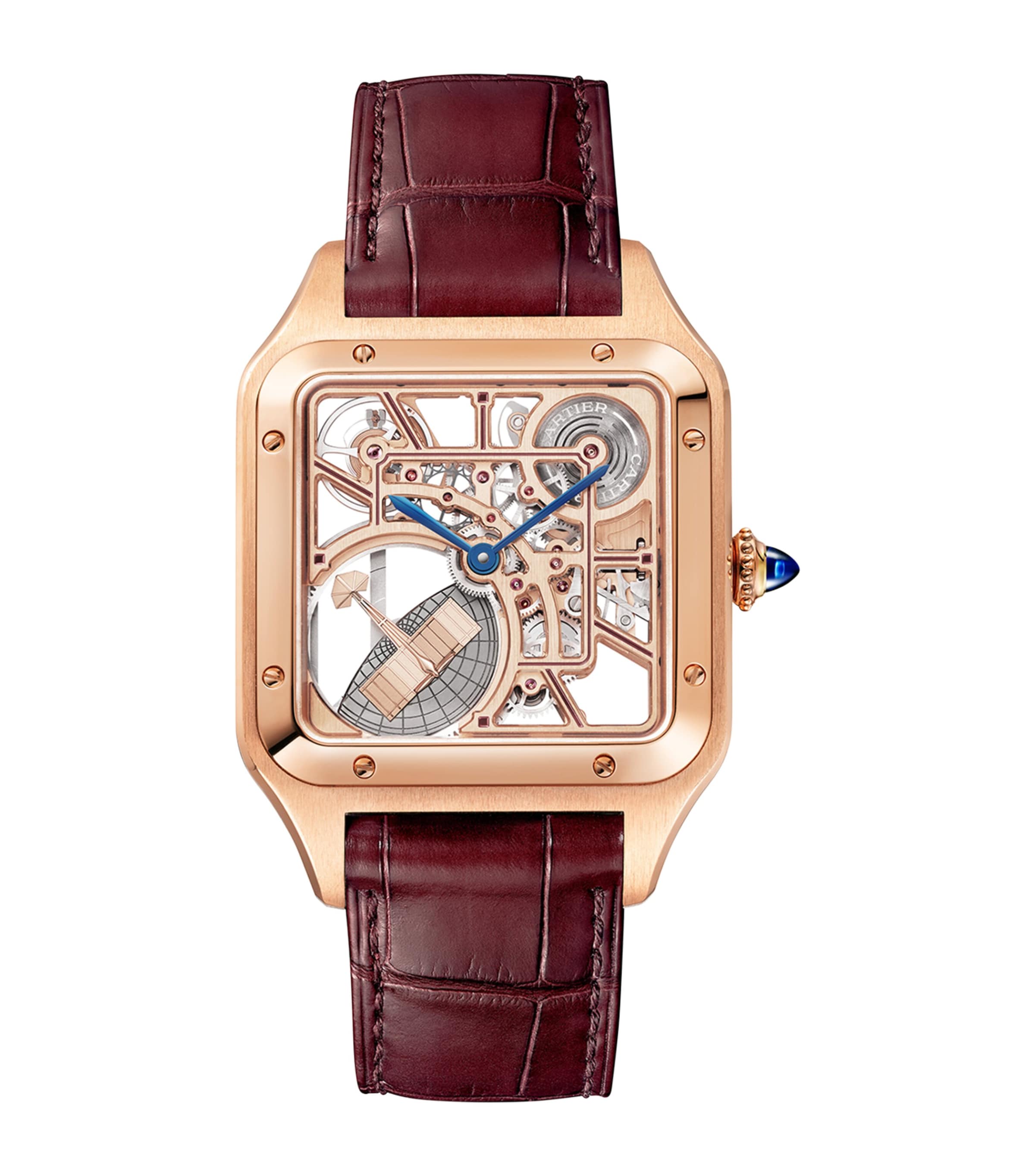 Cartier Rose Gold Santos-Dumont Skeleton Watch 31mm Rose Gold