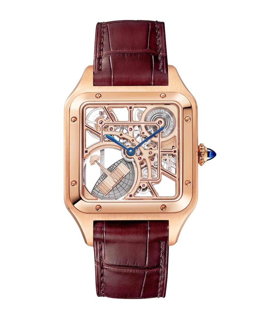 Cartier Rose Gold Santos-Dumont Skeleton Watch 31mm Rose Gold