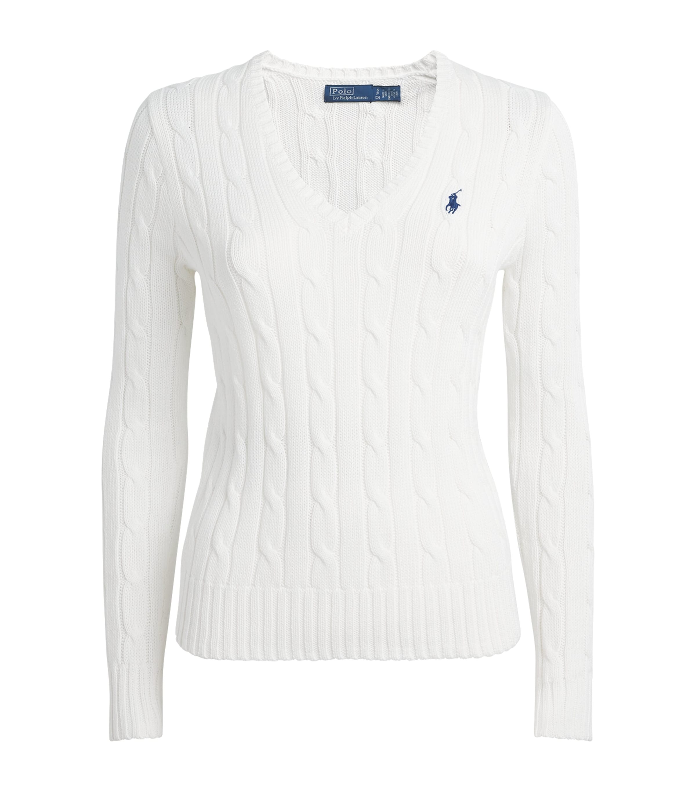 Polo Ralph Lauren Womens Cotton Cable-Knit Sweater White