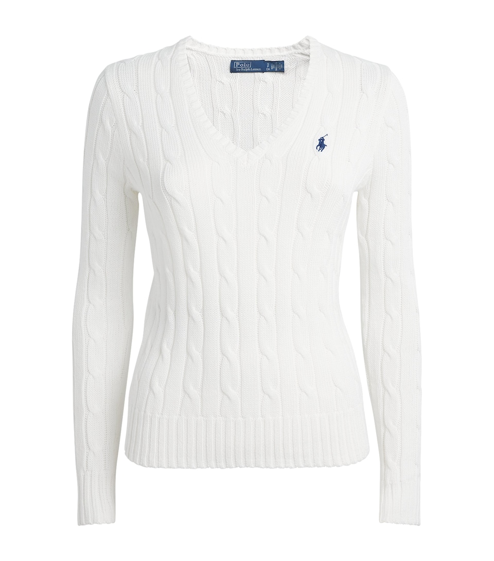 Polo Ralph Lauren Womens Cotton Cable-Knit Sweater White