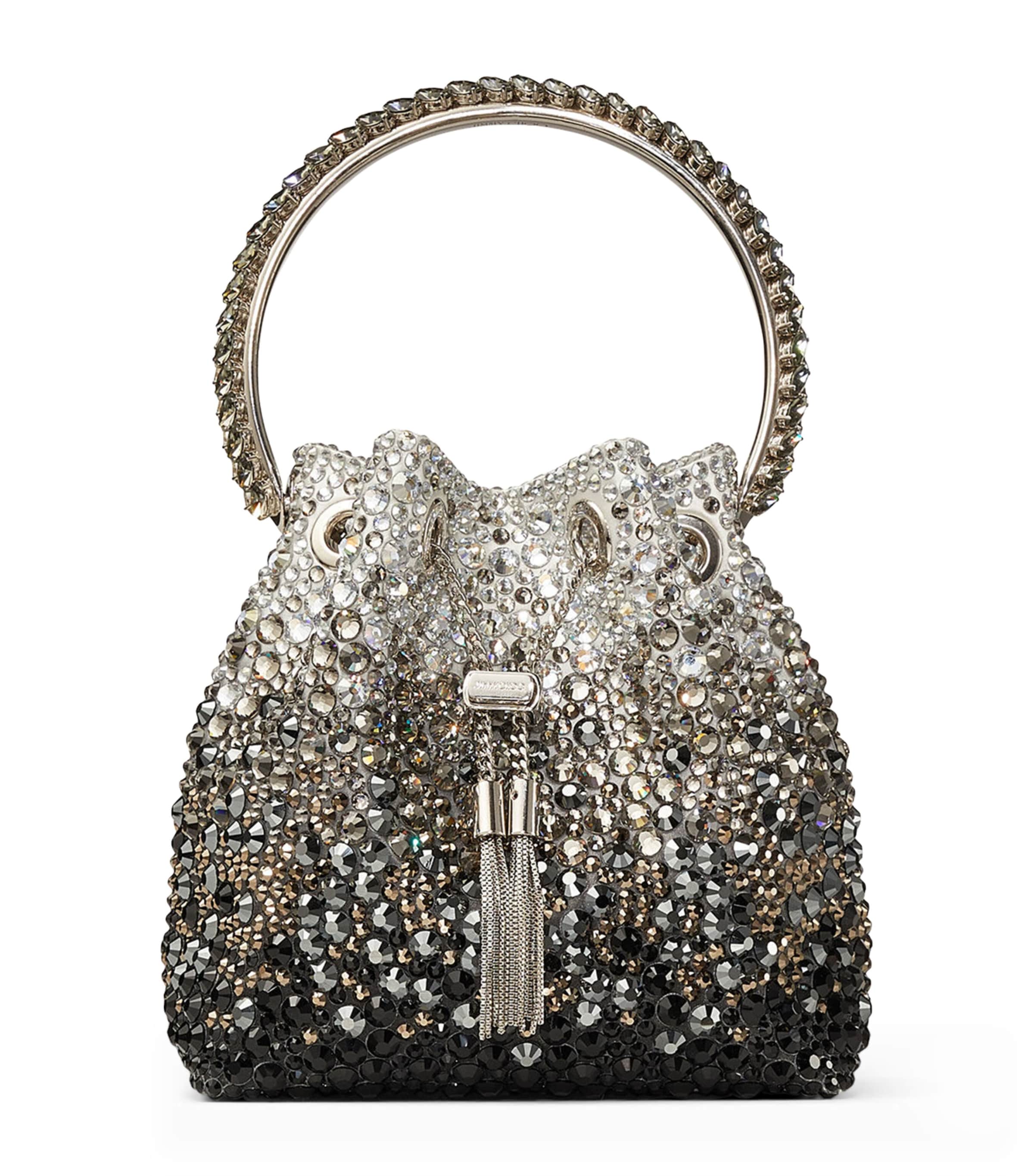 Jimmy Choo Embellished Bon Bon Top-Handle Bag Black/smoke/clear