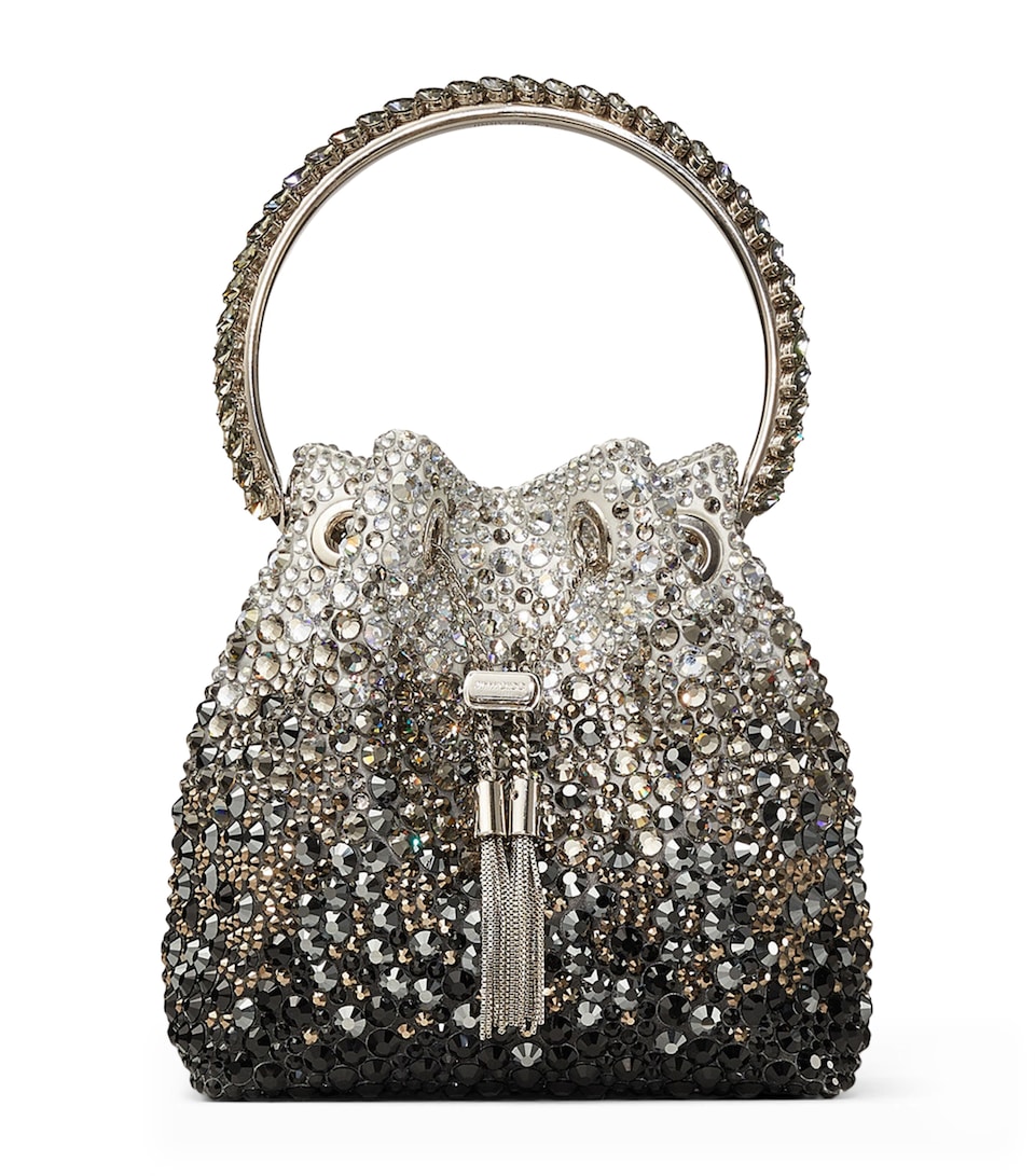 Jimmy Choo Embellished Bon Bon Top-Handle Bag Black/smoke/clear