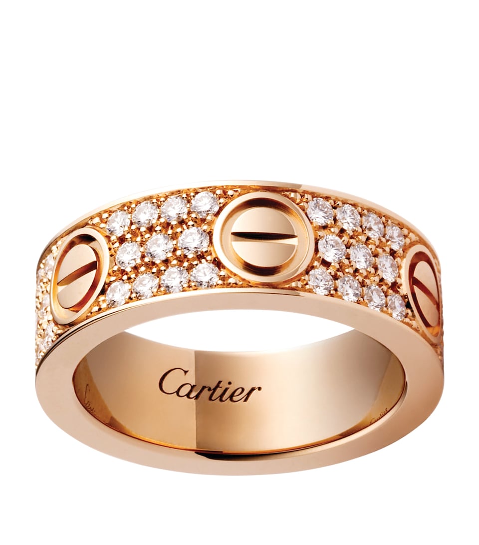 Rose Gold and Diamond-Paved LOVE Ring