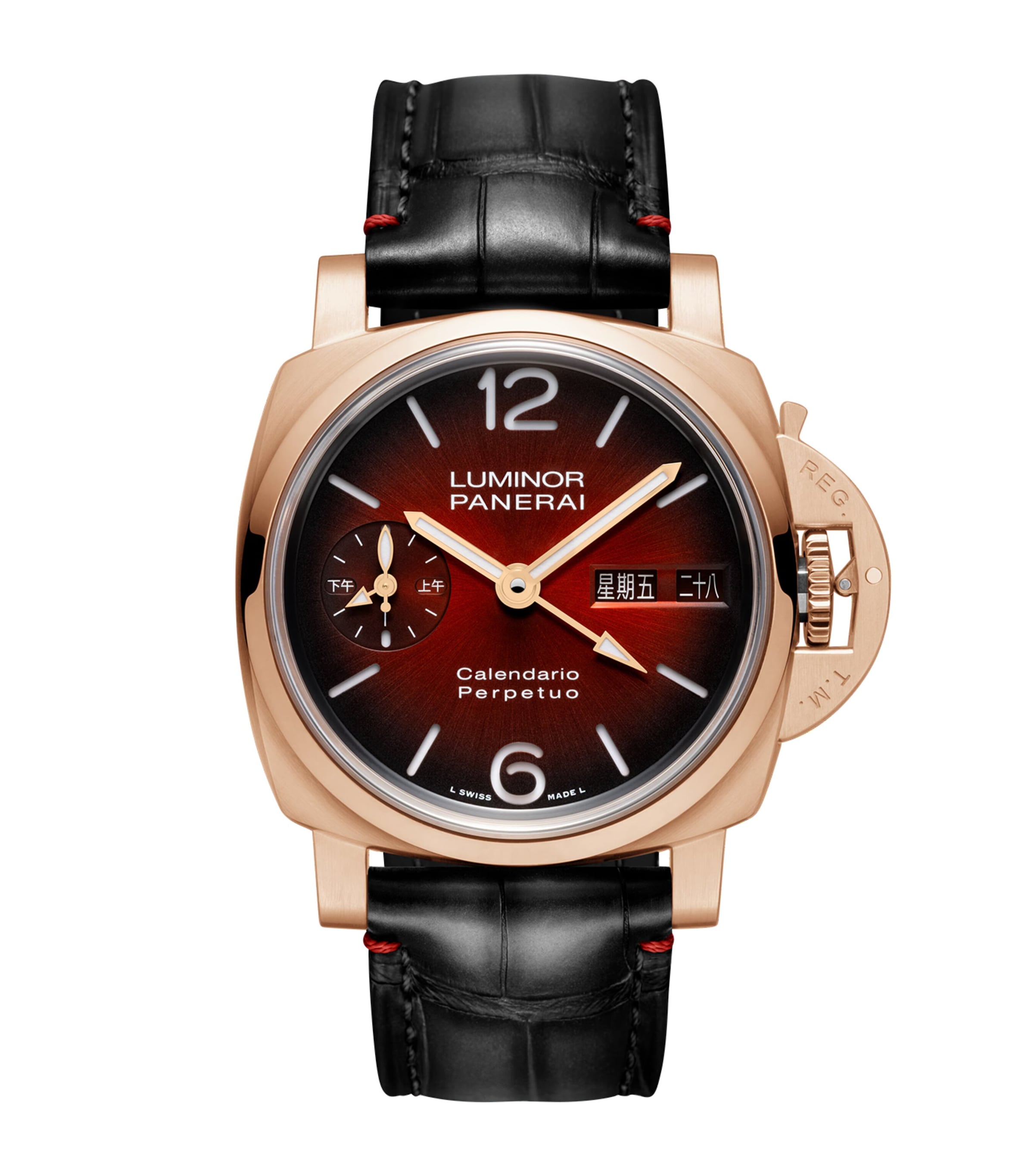 Panerai Goldtech Luminor Perpetual Calendar Watch 44mm Red