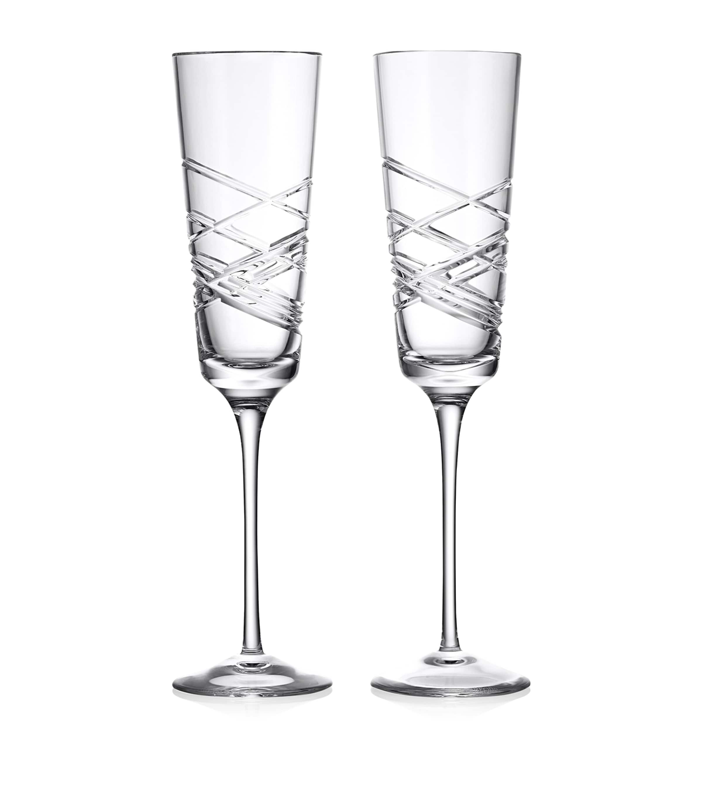 Set of 2 Crystal Aran Champagne Flutes (275ml)
