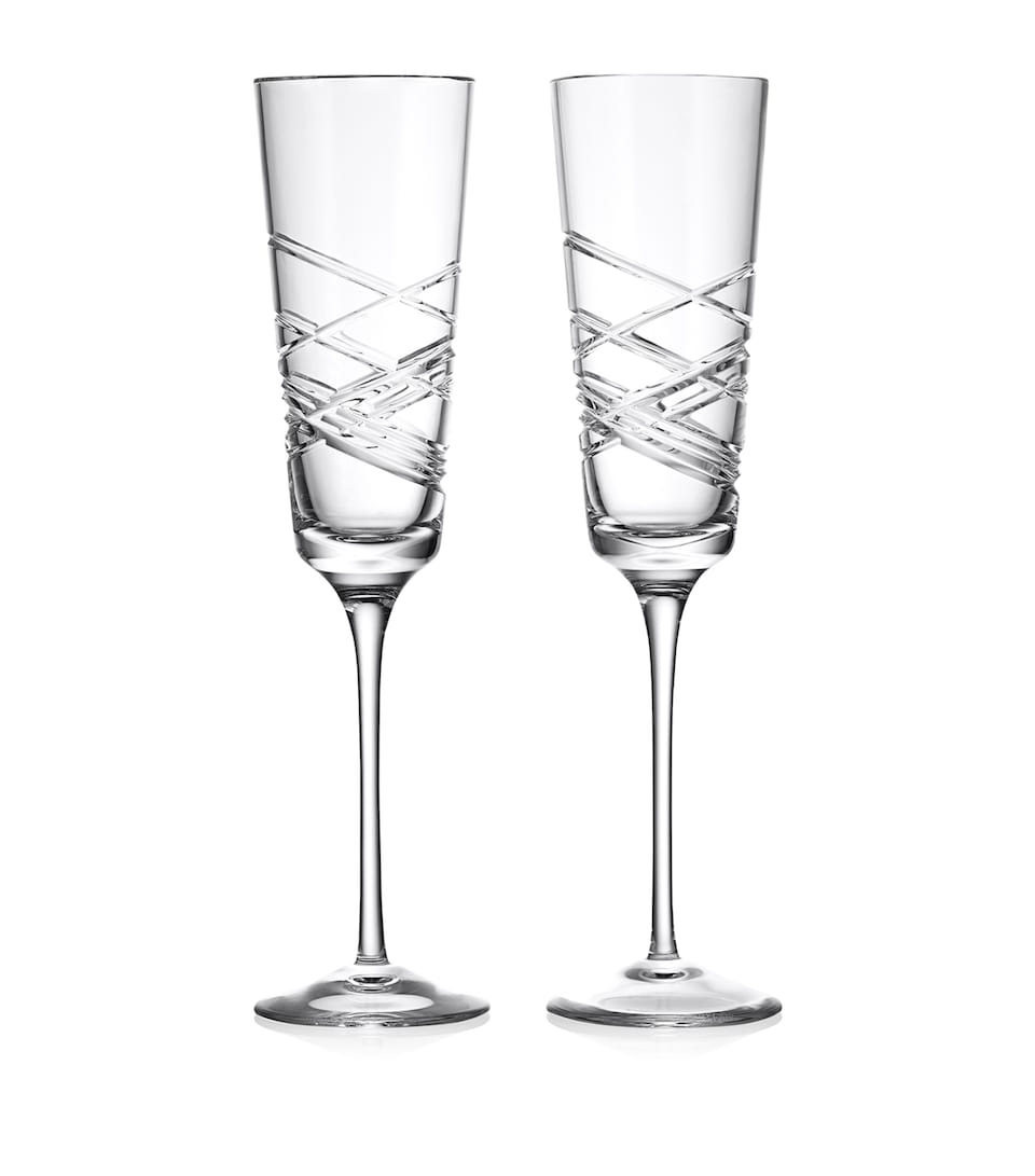 Set of 2 Crystal Aran Champagne Flutes (275ml)