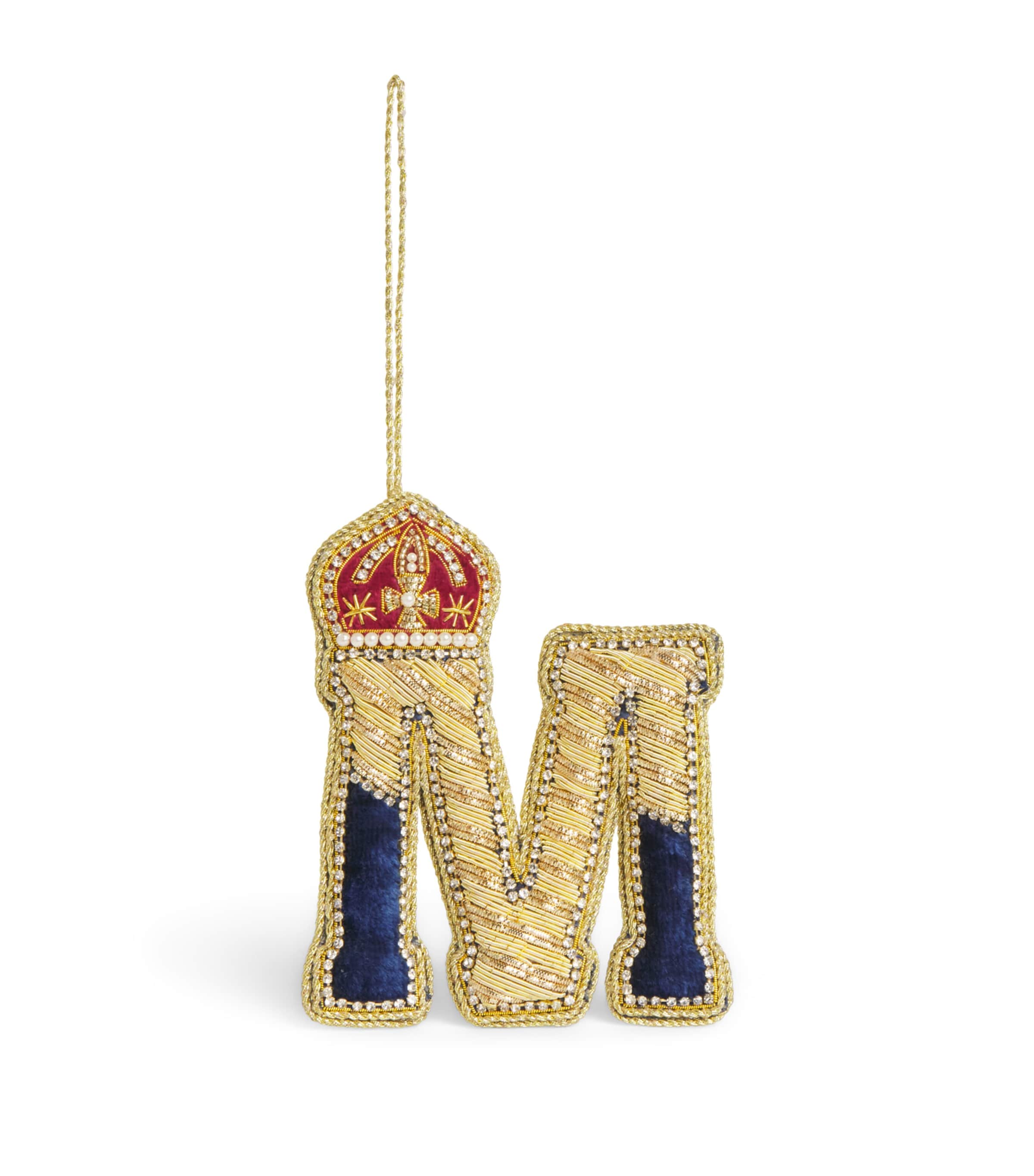 Tinker Tailor Letter M Tree Decoration Navy, Gold & Wine