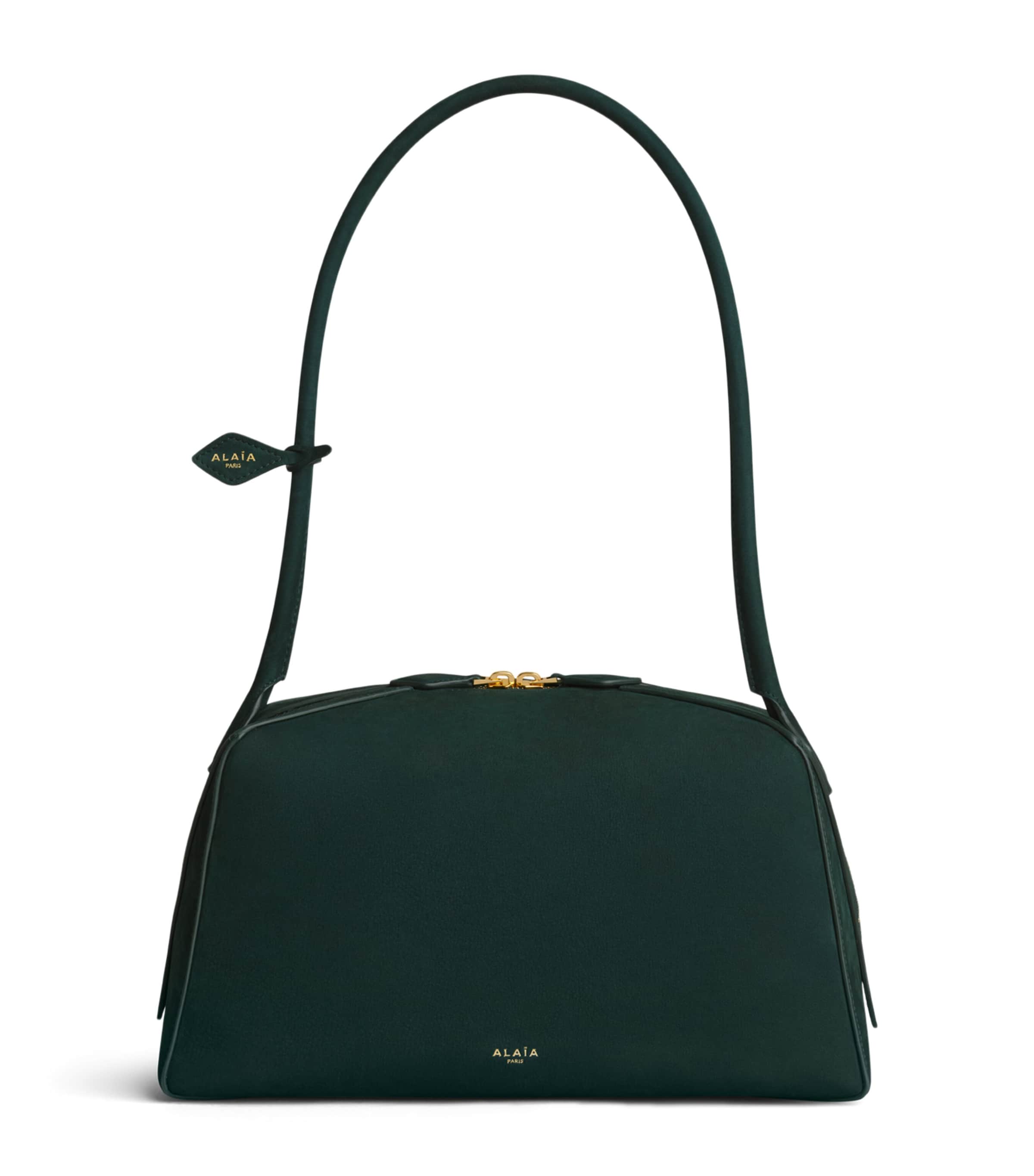 Alaïa Nubuck Leather Le Bouledogue Shoulder Bag Vert Bouteille
