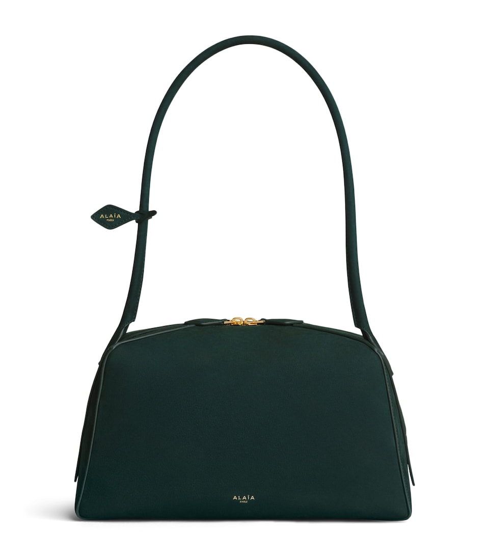 Alaïa Nubuck Leather Le Bouledogue Shoulder Bag Vert Bouteille