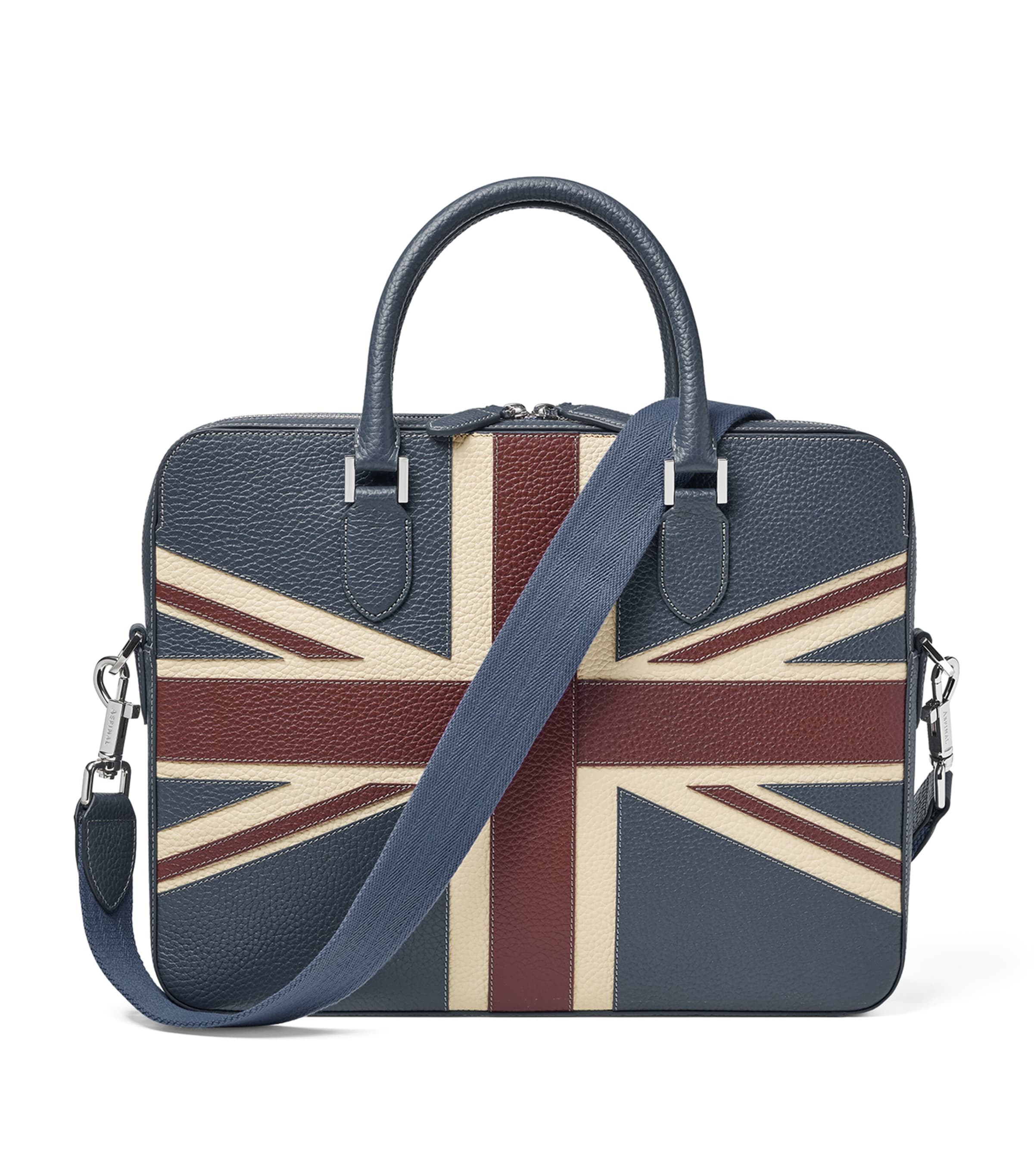 Aspinal Of London Leather Union Jack Briefcase Brit