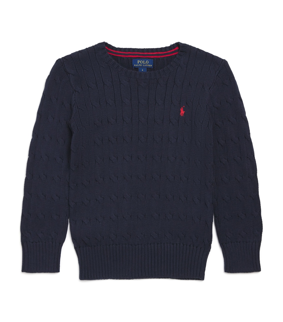 Cotton Cable-Knit Polo Pony Sweater (2-7 Years)