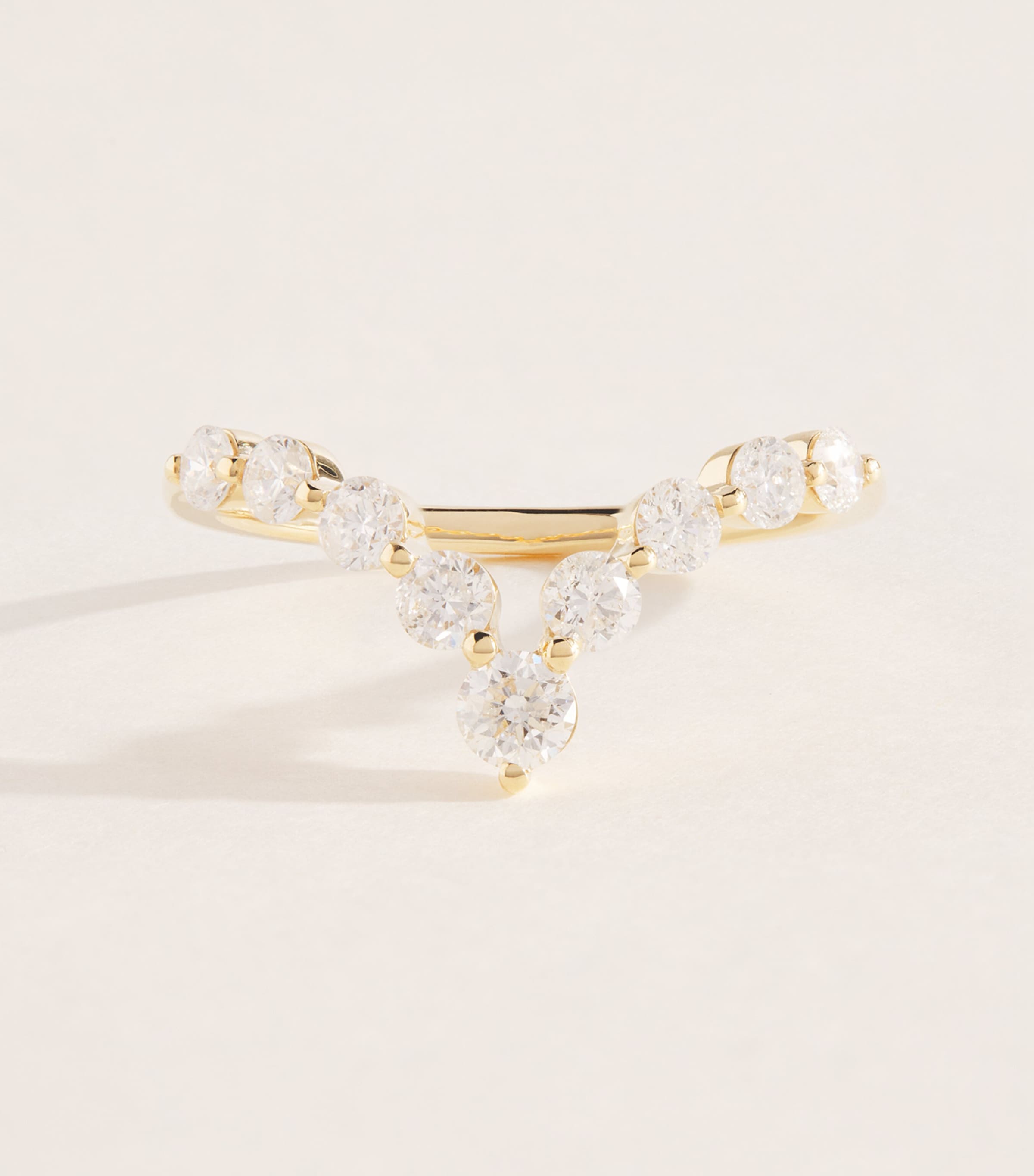Persée Yellow Gold and Diamond Wave Dome Ring Yellow Gold