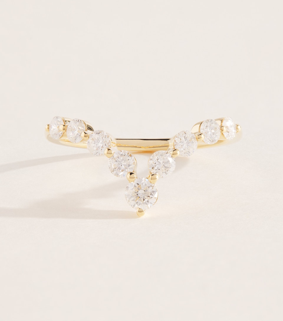 Persée Yellow Gold and Diamond Wave Dome Ring Yellow Gold