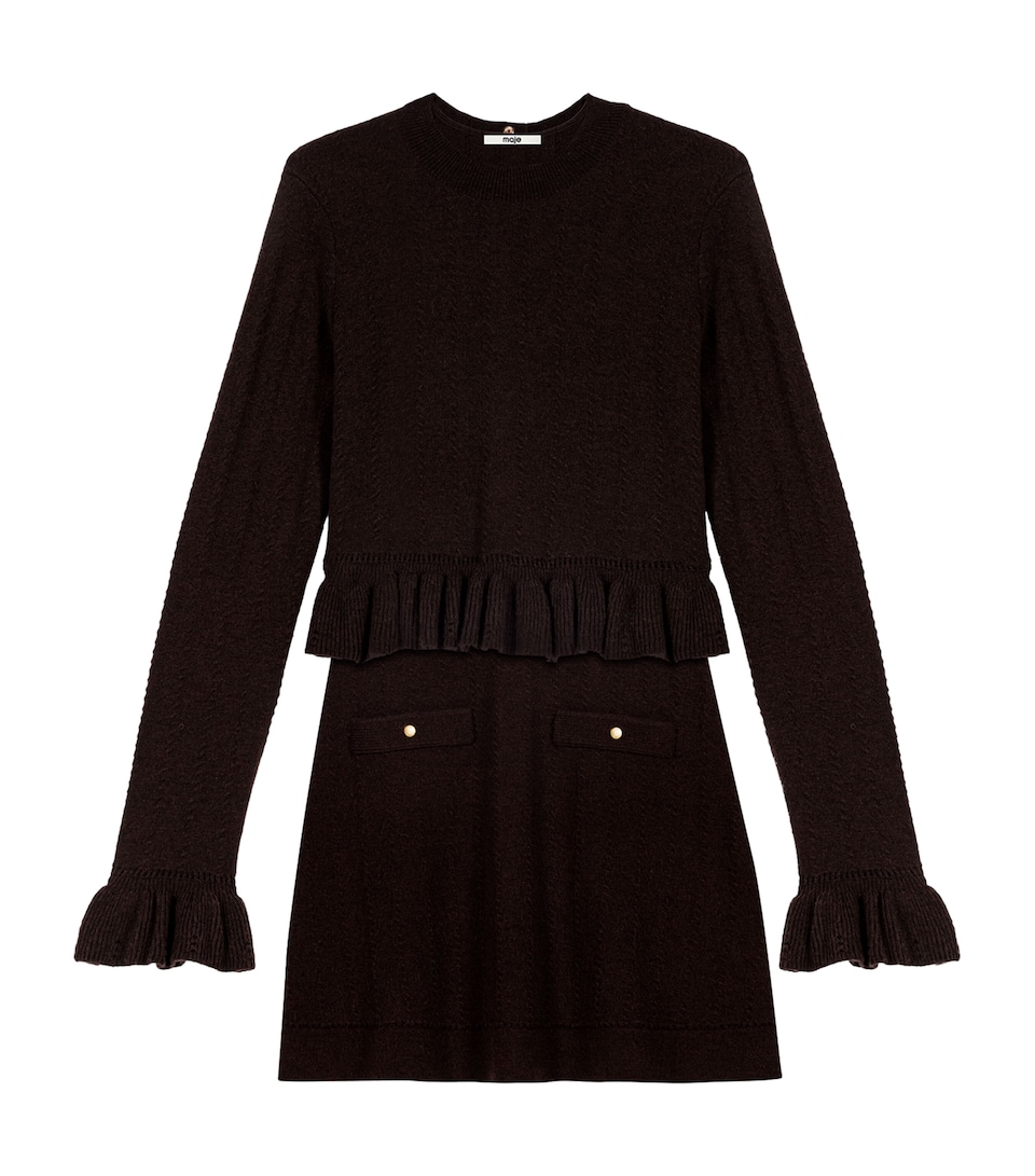 Maje Womens Cable-Knit Mini Dress Dark Brown