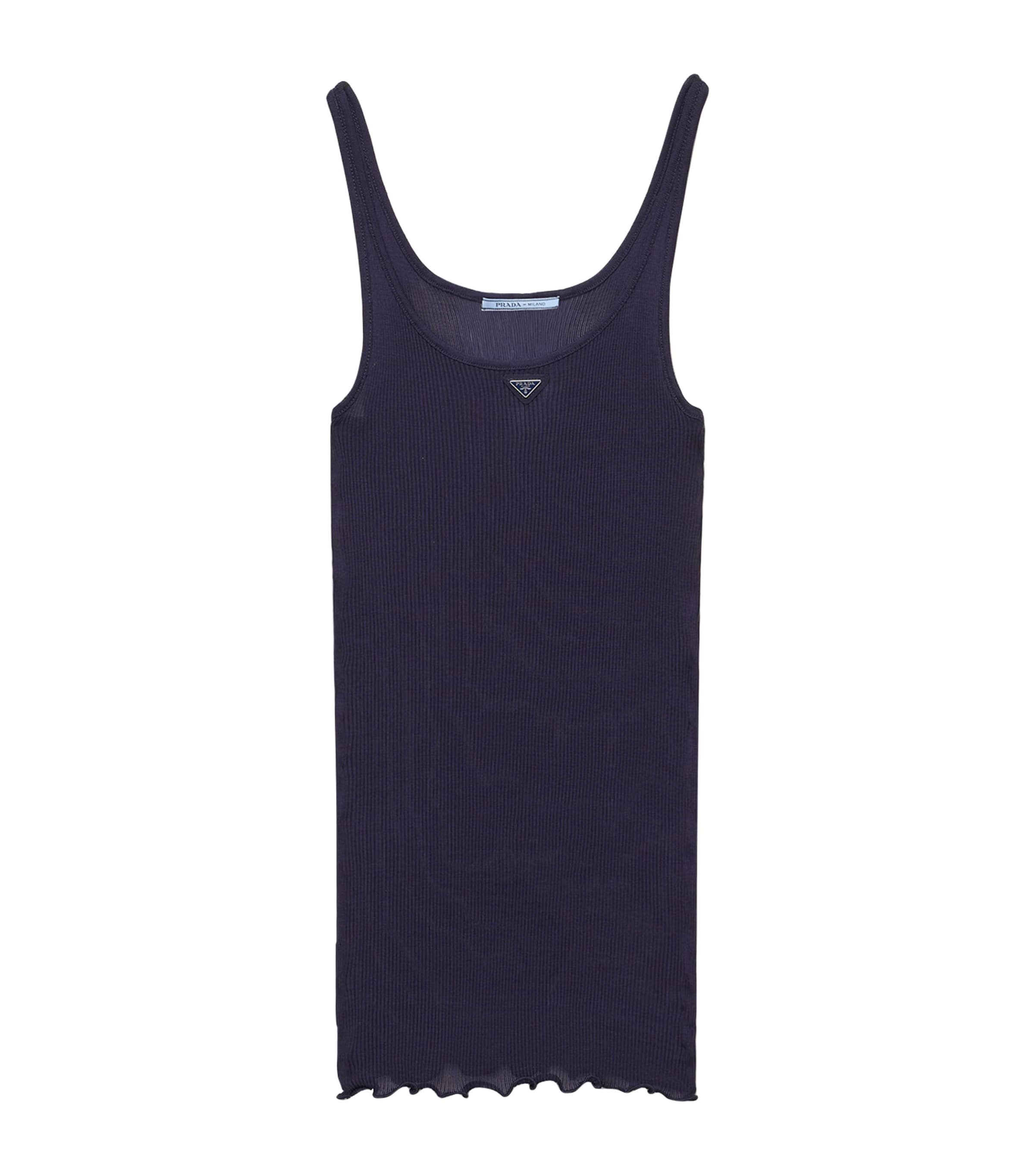 Prada Womens Silk-Knit Tank Top Blue