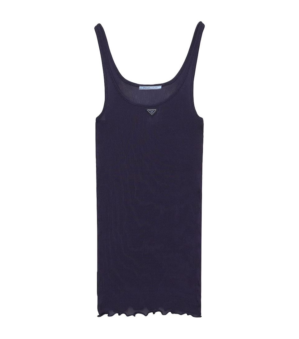 Prada Womens Silk-Knit Tank Top Blue