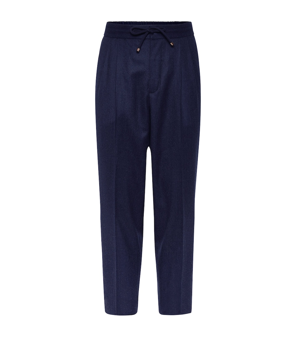 Virgin Wool Drawstring Leisure Trousers