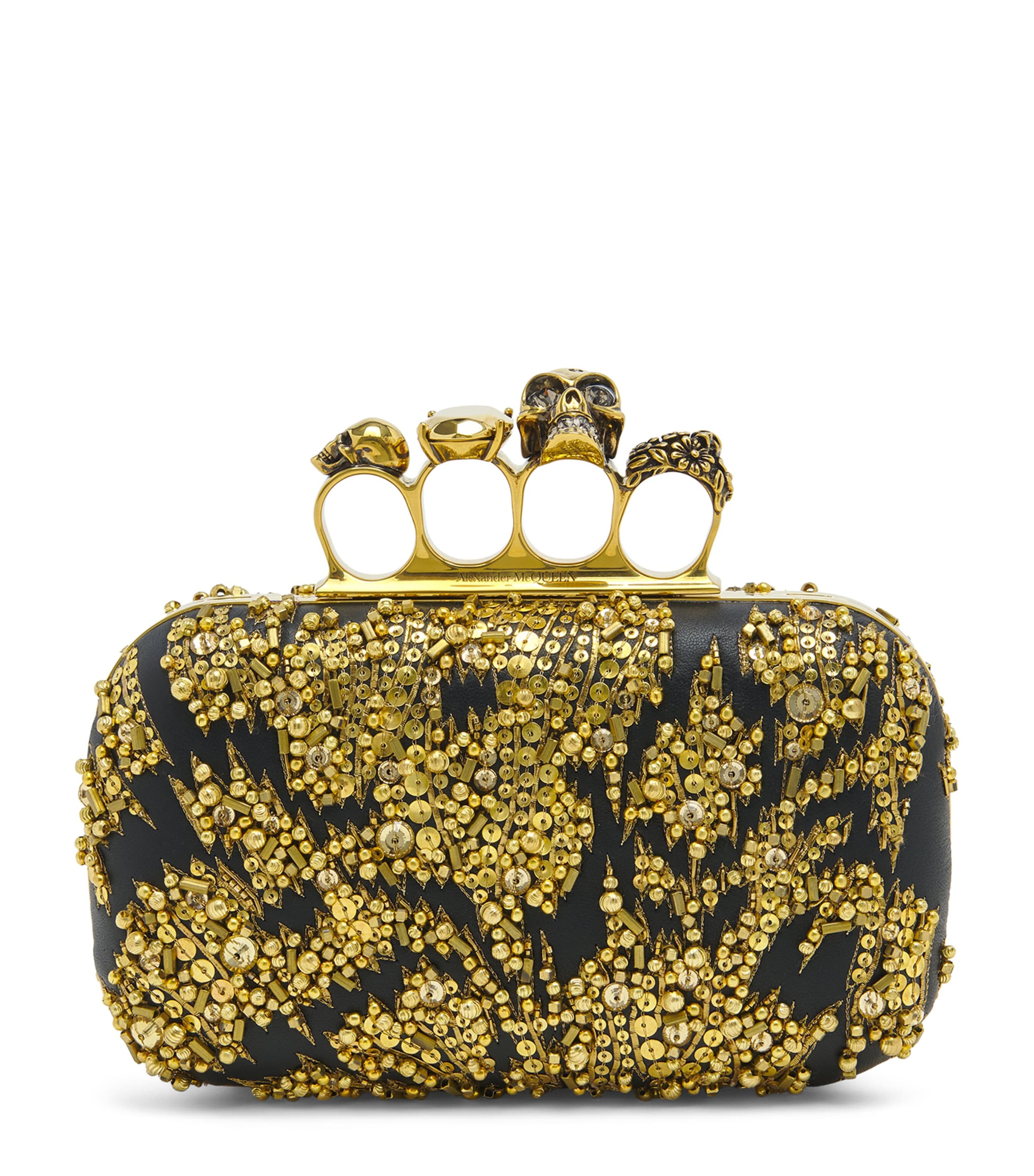 Embellished Skull Knuckle Clutch Bag