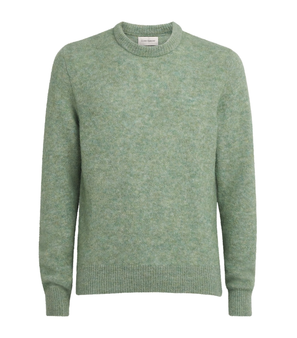 Oliver Spencer Mens Wool-Blend Blenheim Sweater Green