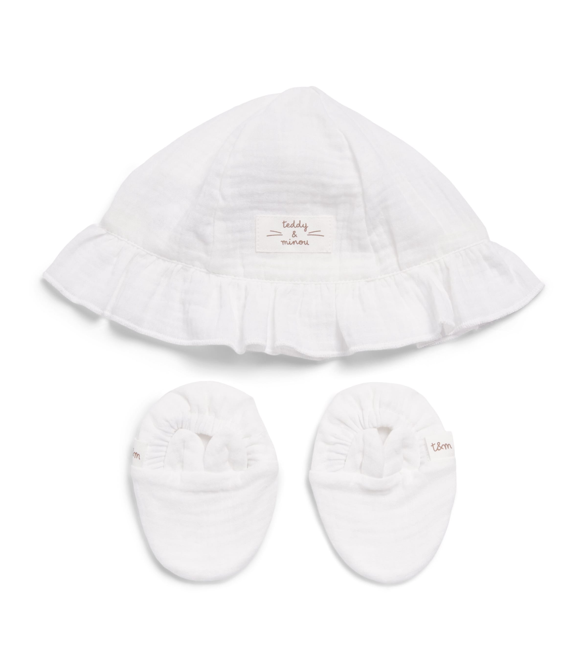 Teddy & Minou Cotton Hat and Shoes Set Milk