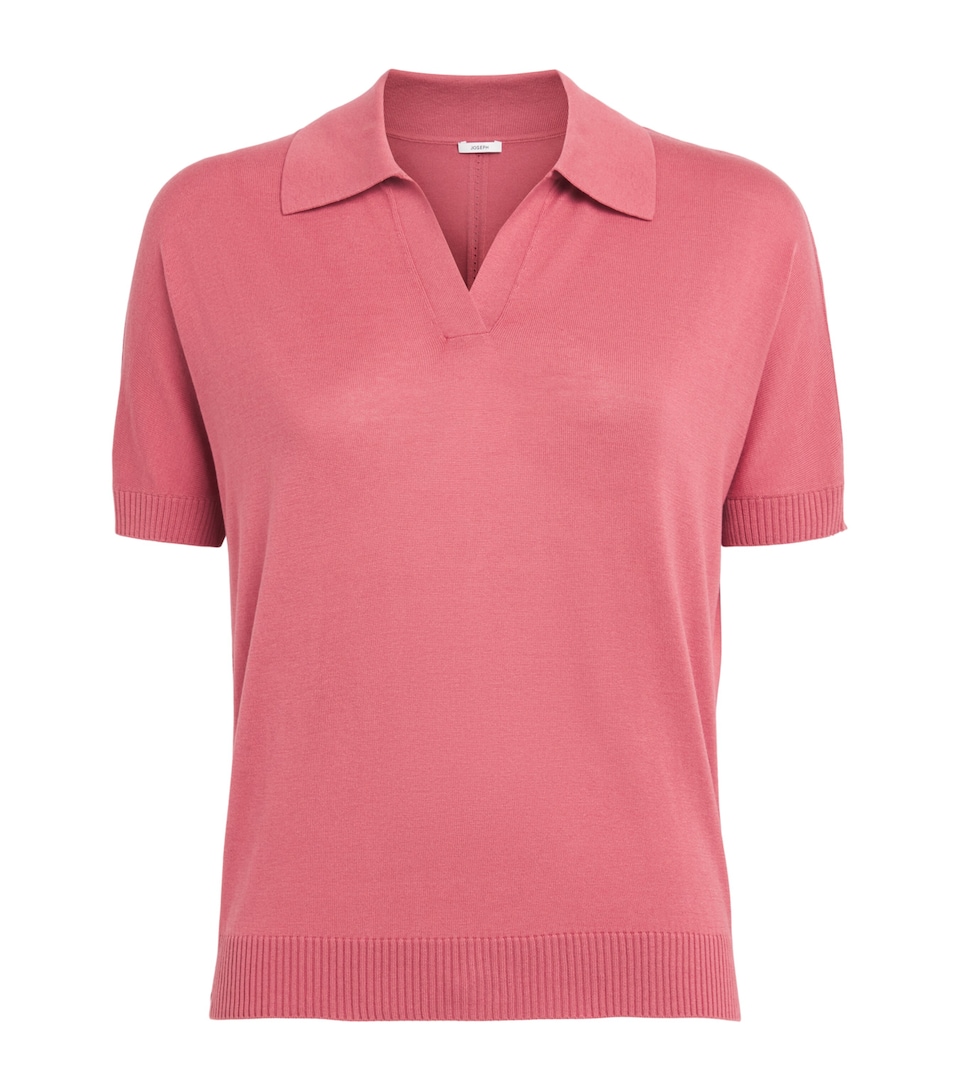 Joseph Womens Superfine Silk Niata Polo shirt Pomegranate