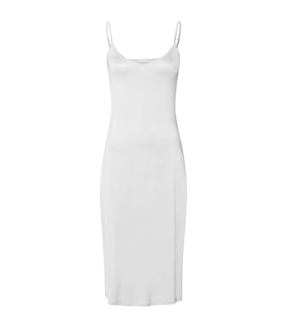 Hanro Womens Satin Midi Dress Off White