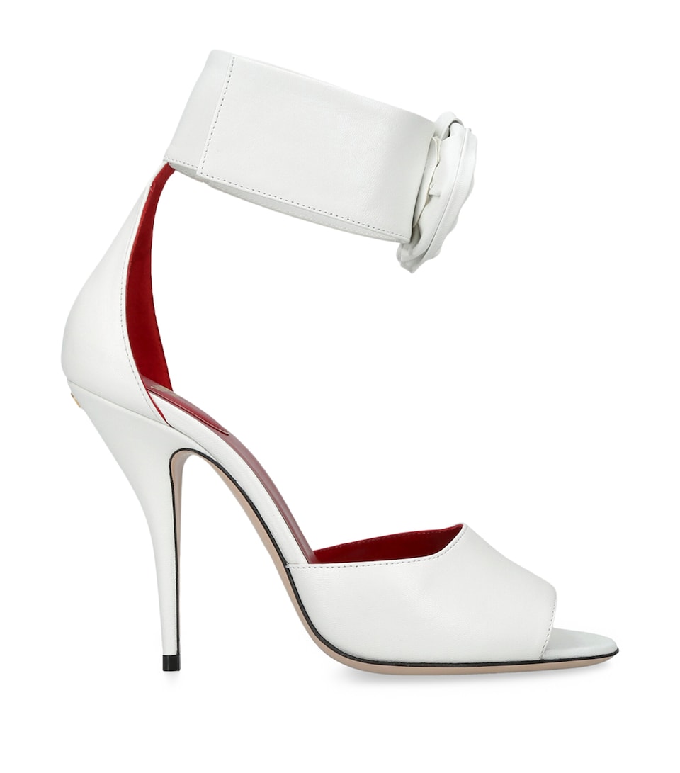 Leather Drip Rose Sandals 105