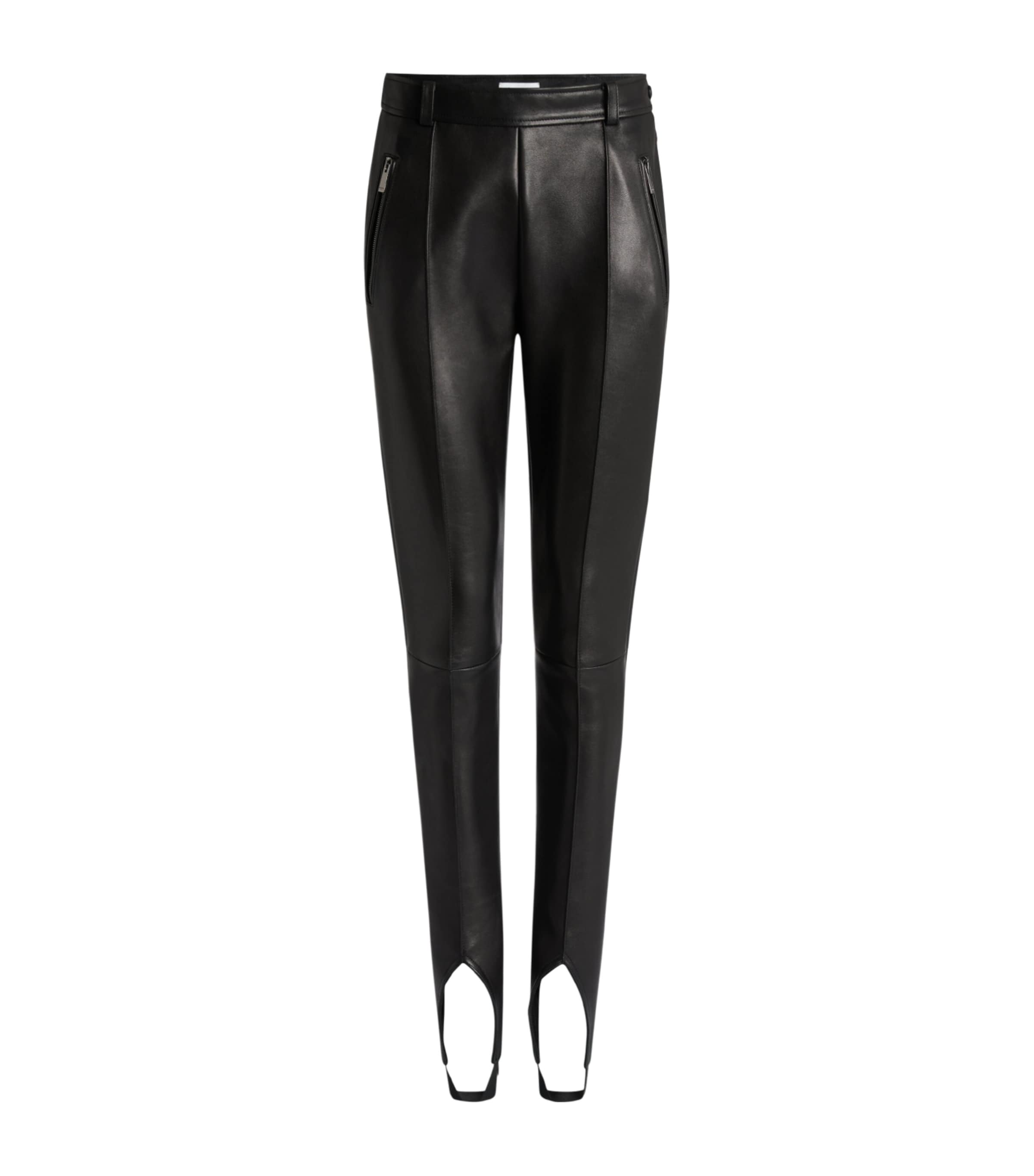 Balmain Womens Lambskin Stirrup Trousers Noir