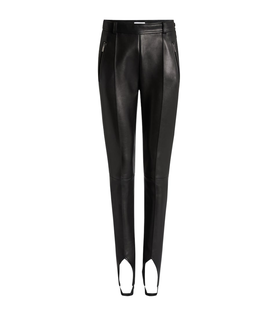Balmain Womens Lambskin Stirrup Trousers Noir