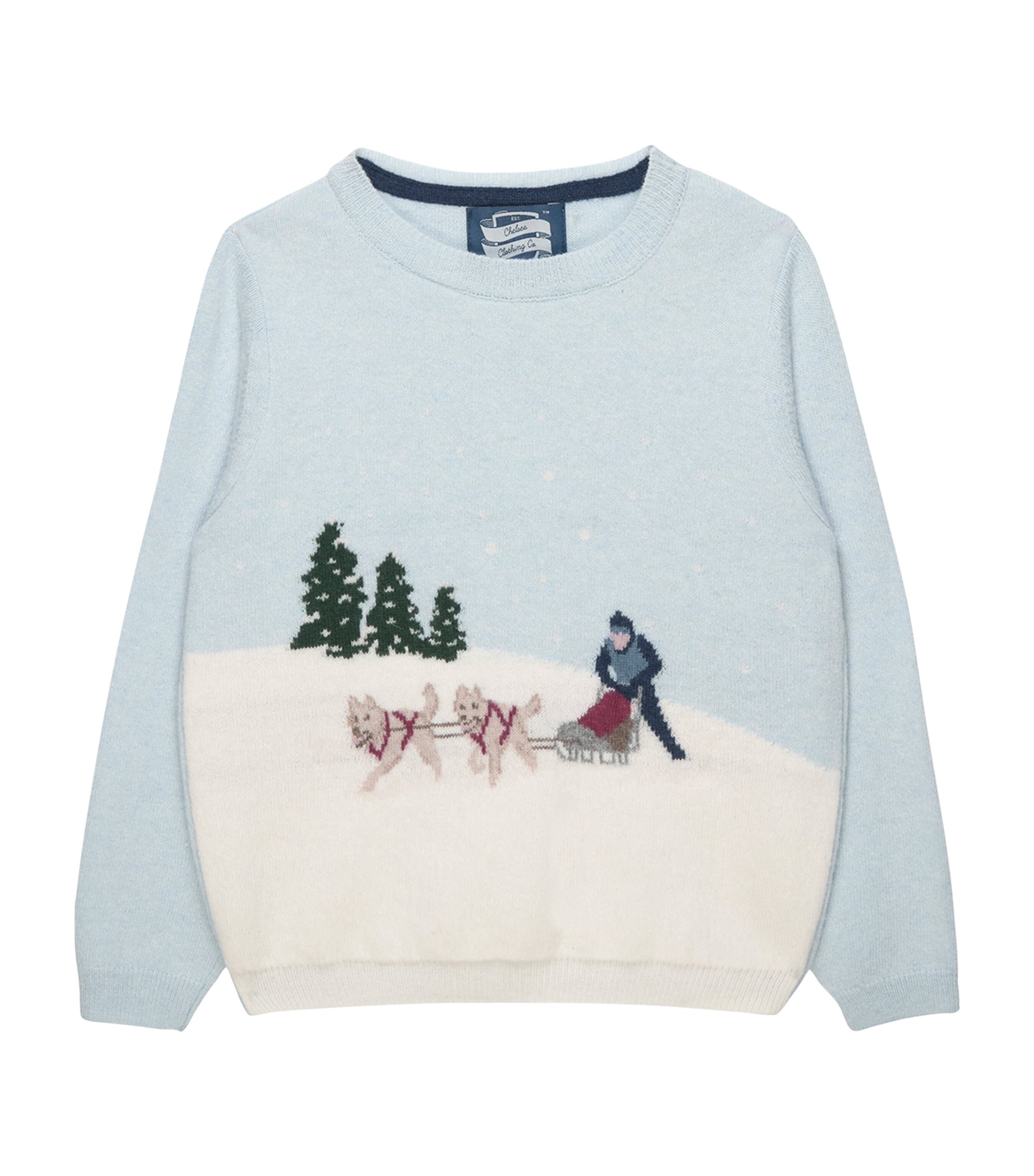 Trotters Knitted Alpine Snow Jumper (6-11 Years) Pale Blue