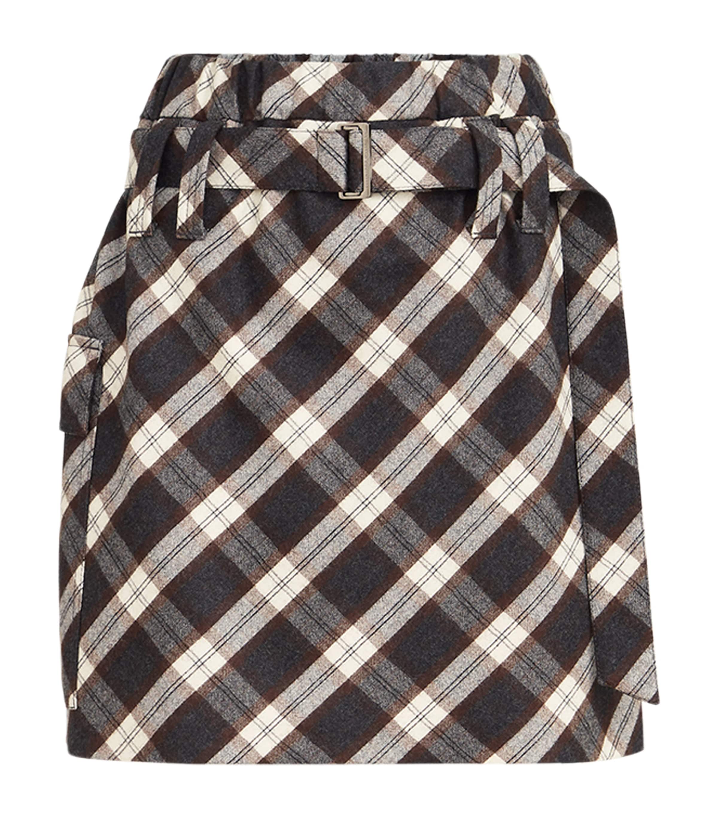 Brunello Cucinelli Womens Virgin Wool-Blend Check Mini Skirt