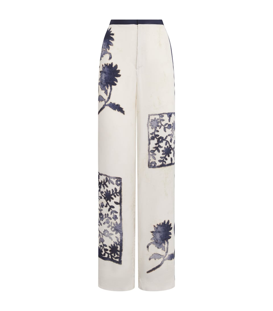 SIR. Womens Philippa Printed Wide-Leg Trousers Eira Midnight