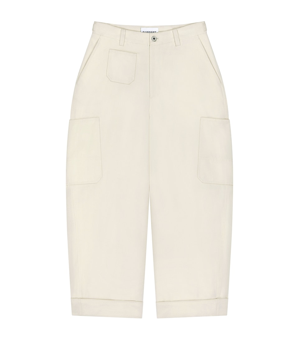 Givenchy Cotton-Wool Cocoon Cargo Trousers Ivory