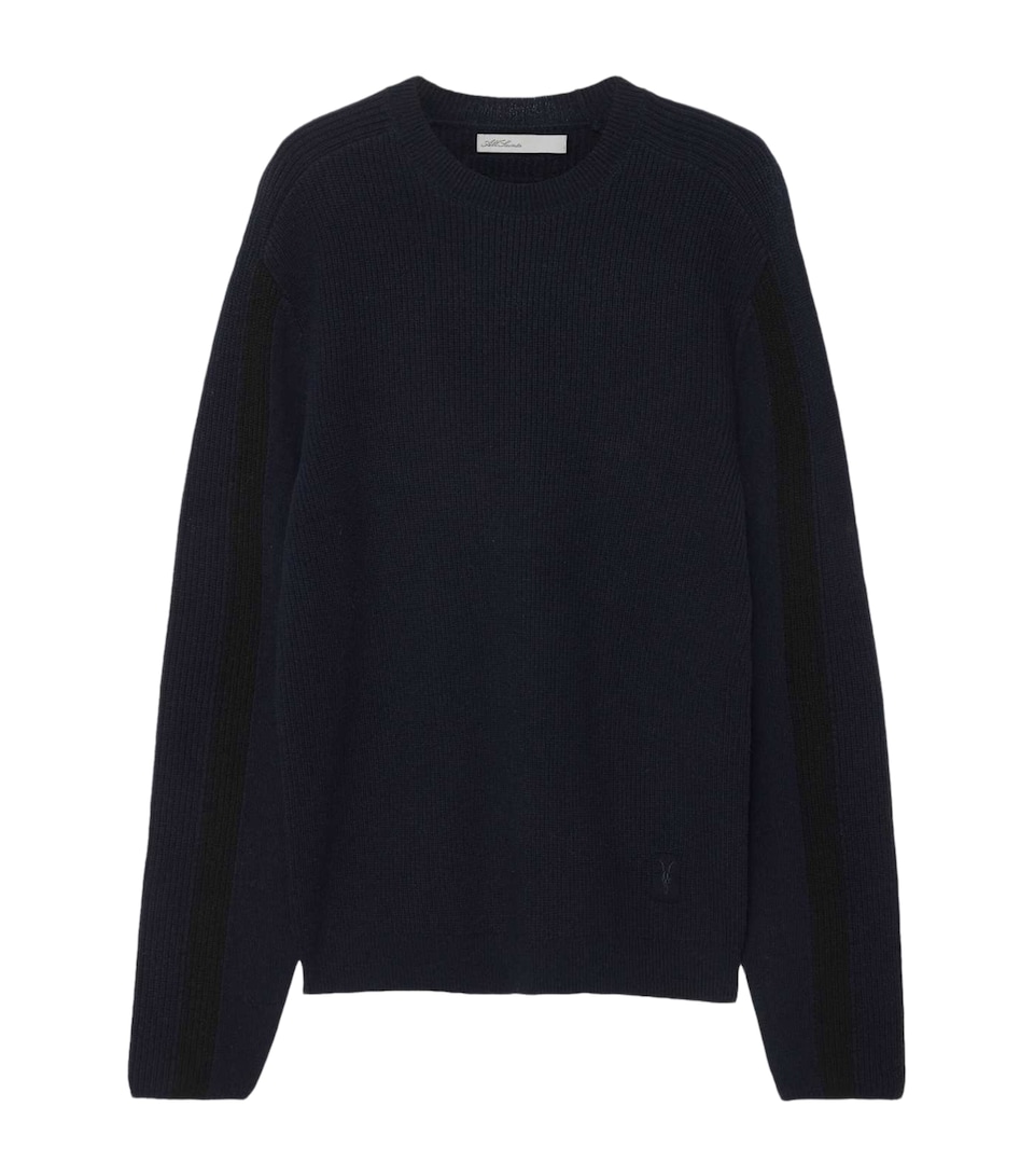 AllSaints Mens Merino Wool Hawke Sweater Navy Blue