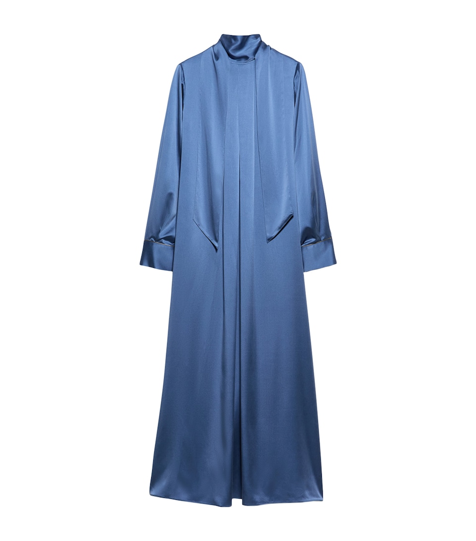 Stretch-Silk Scar-Neck Maxi Dress