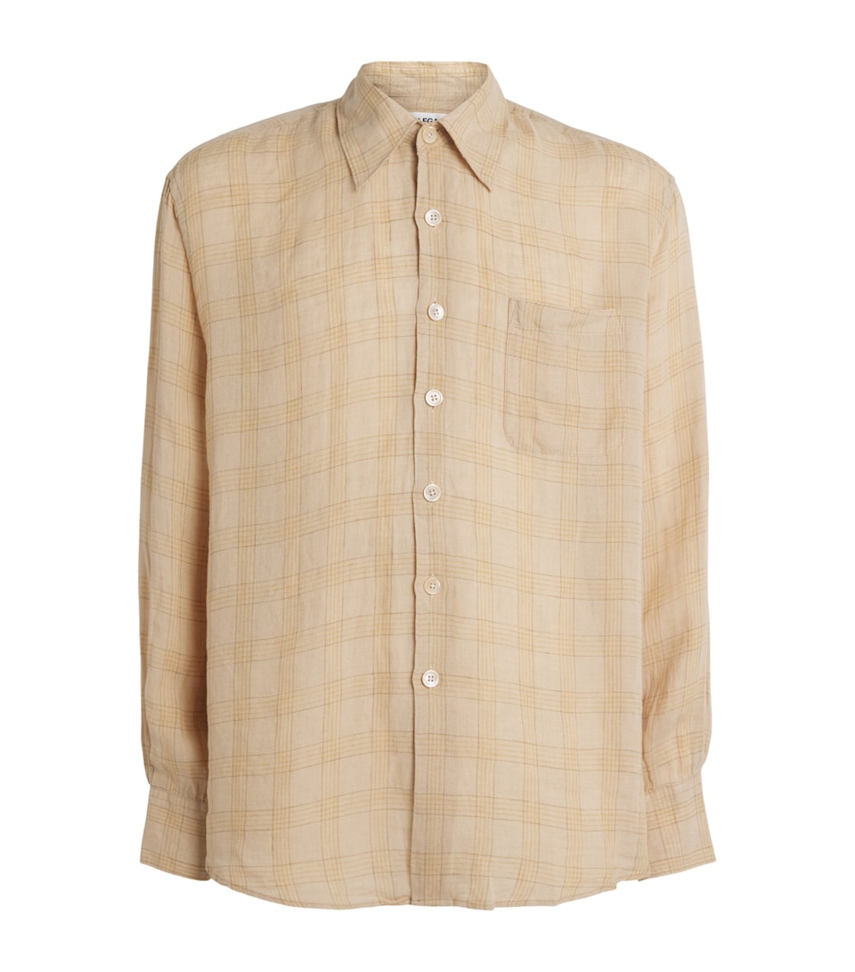 Our Legacy Mens Cotton-Linen-Blend Check Above Shirt Vacay Check