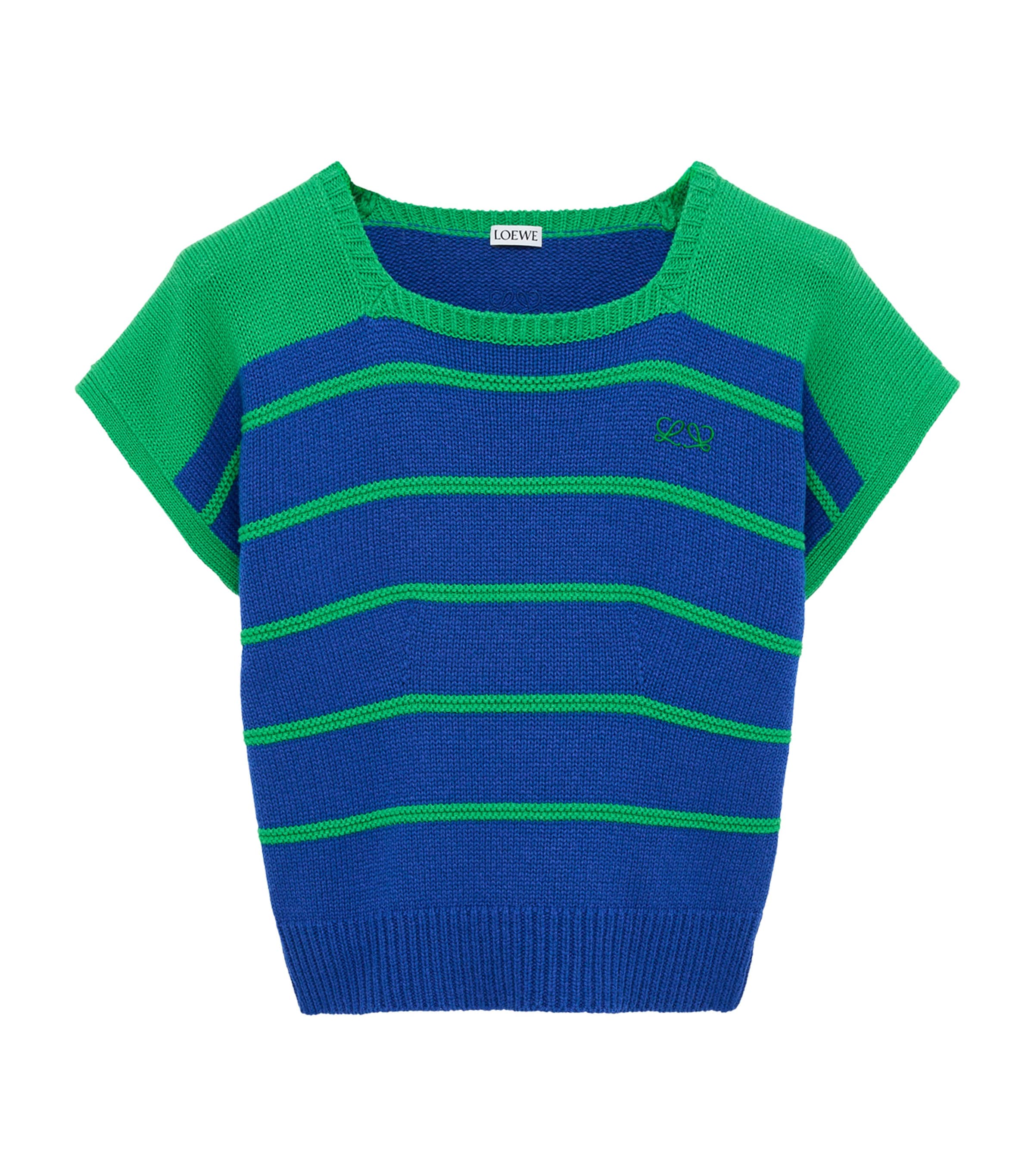 LOEWE Womens Cotton-Wool Stripe Sweater Blue/green