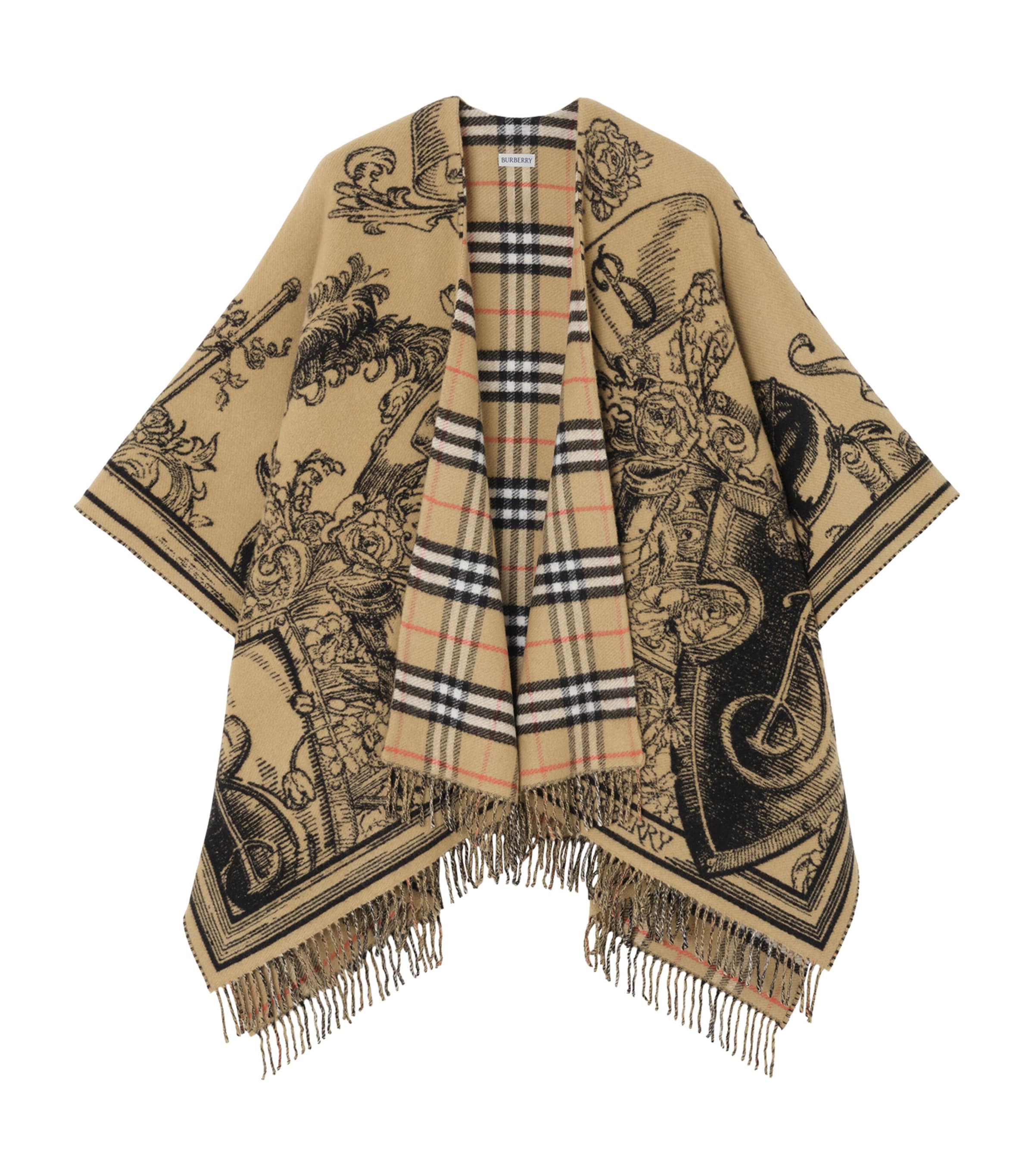 Burberry Wool Reversible Check EKD Cape Archive Beige