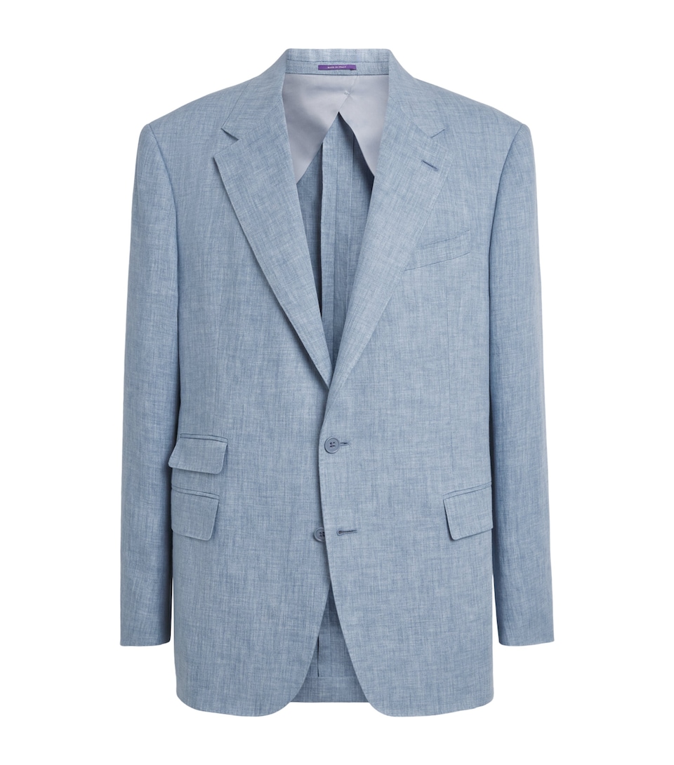 Ralph Lauren Purple Label Mens Délavé Linen-Blend Blazer Winward Blue