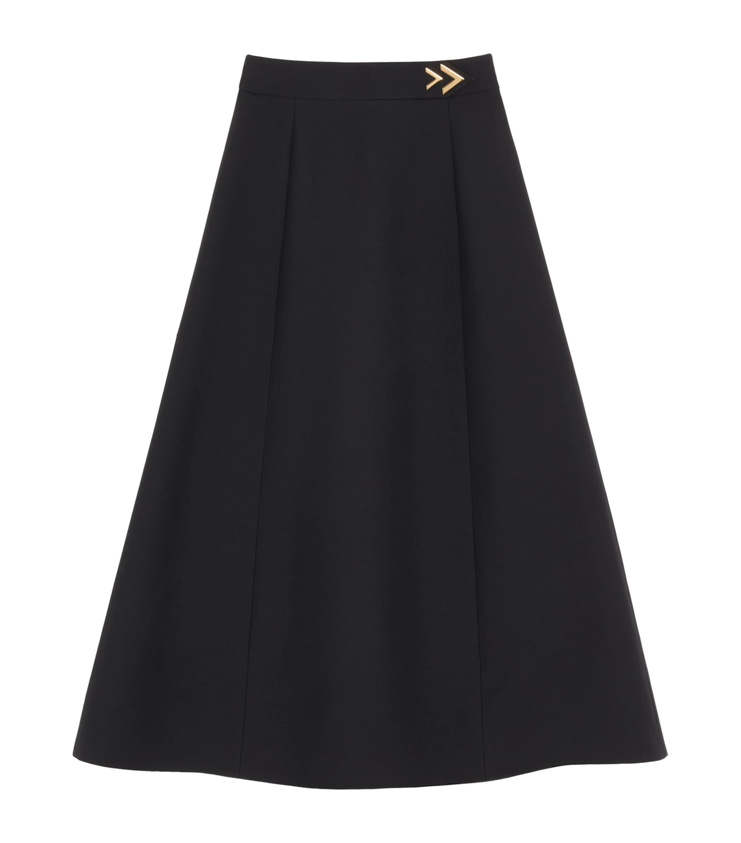 Valentino Womens Wool-Silk Crepe Midi Skirt