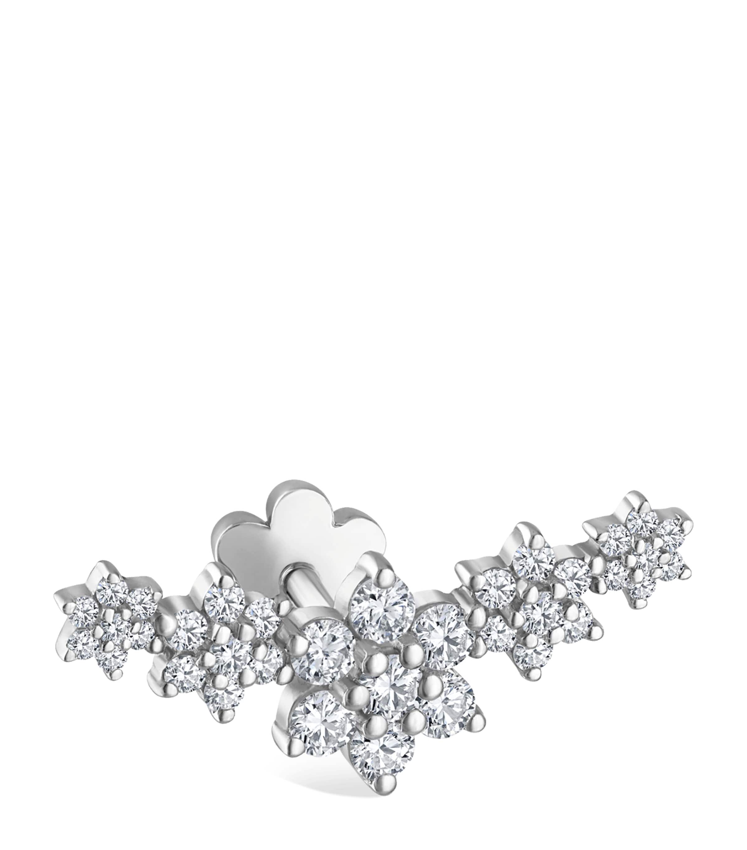 Maria Tash White Gold Five Flower Garland Diamond Threaded Stud Earring White Gold