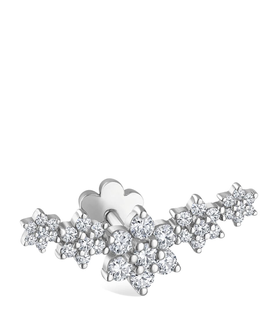 Maria Tash White Gold Five Flower Garland Diamond Threaded Stud Earring White Gold